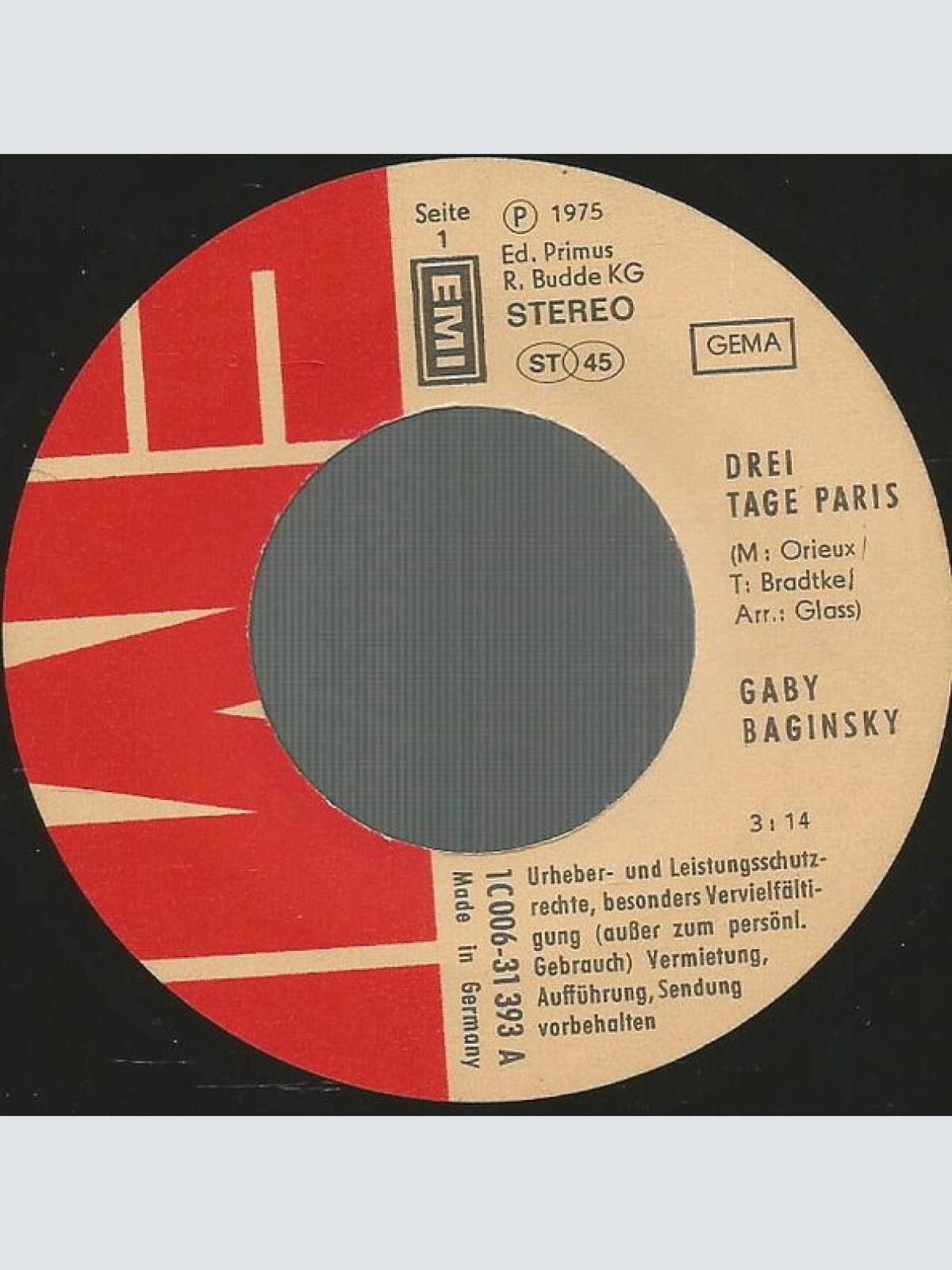 Vinyl / Gaby Baginsky - Drei Tage Paris