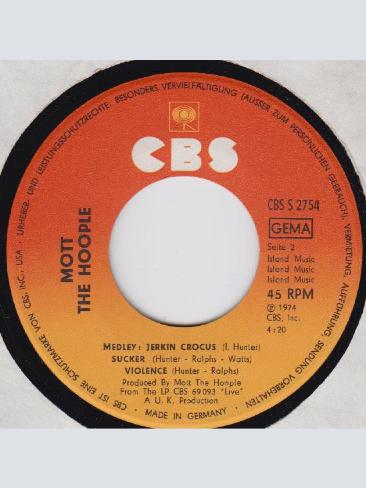 Vinyl / Mott The Hoople - Saturday Gig