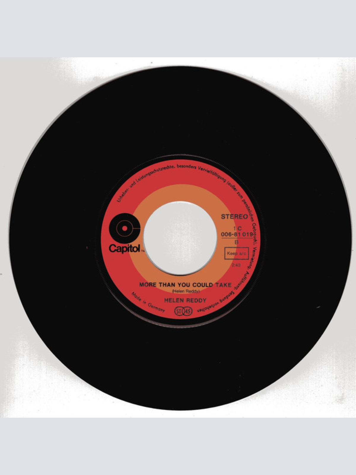 Vinyl / Helen Reddy - No Sad Song / More Than You Could Take