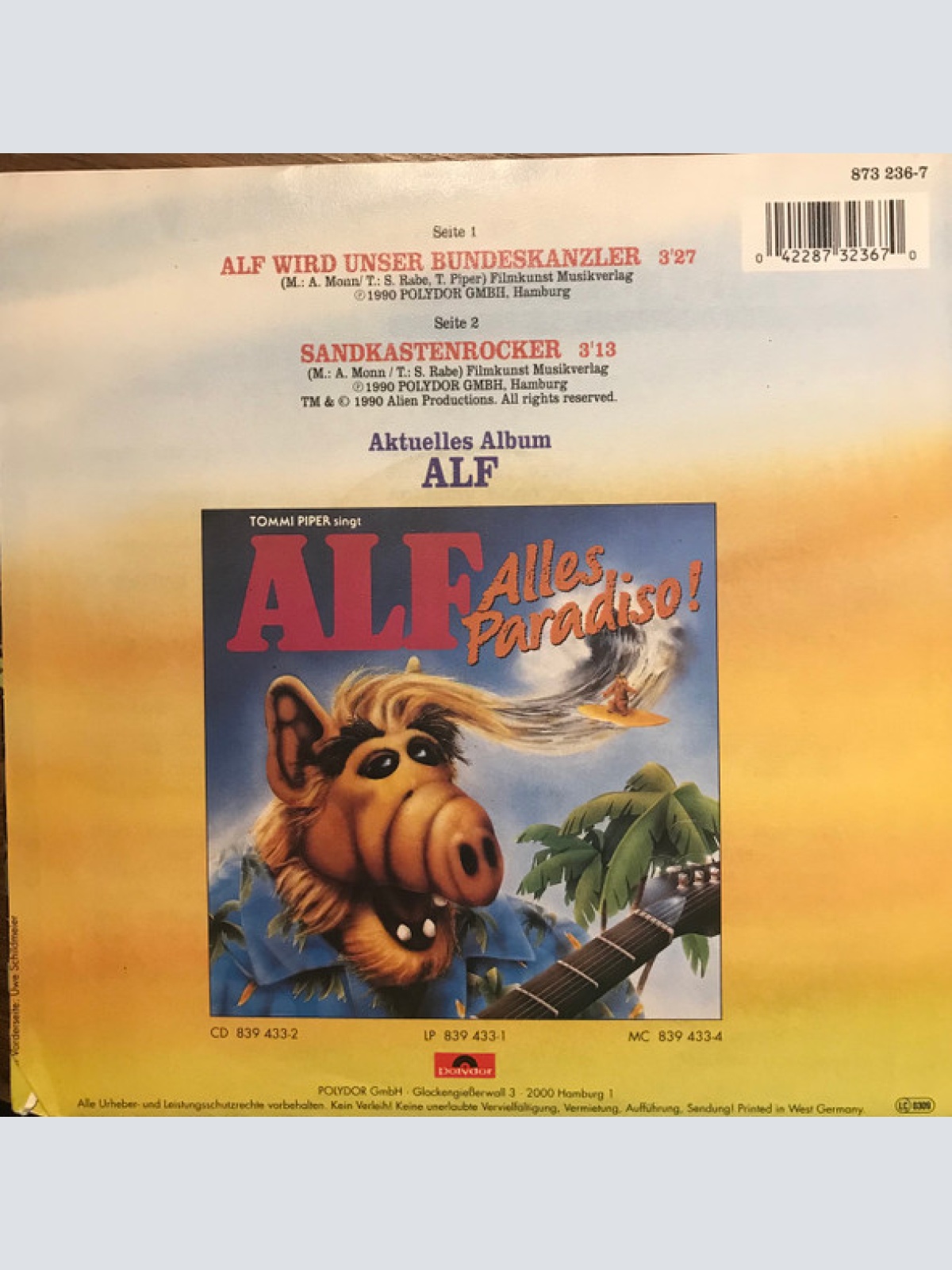 Vinyl / Tommi Piper* Singt ALF (2) - ALF Wird Unser Bundeskanzler