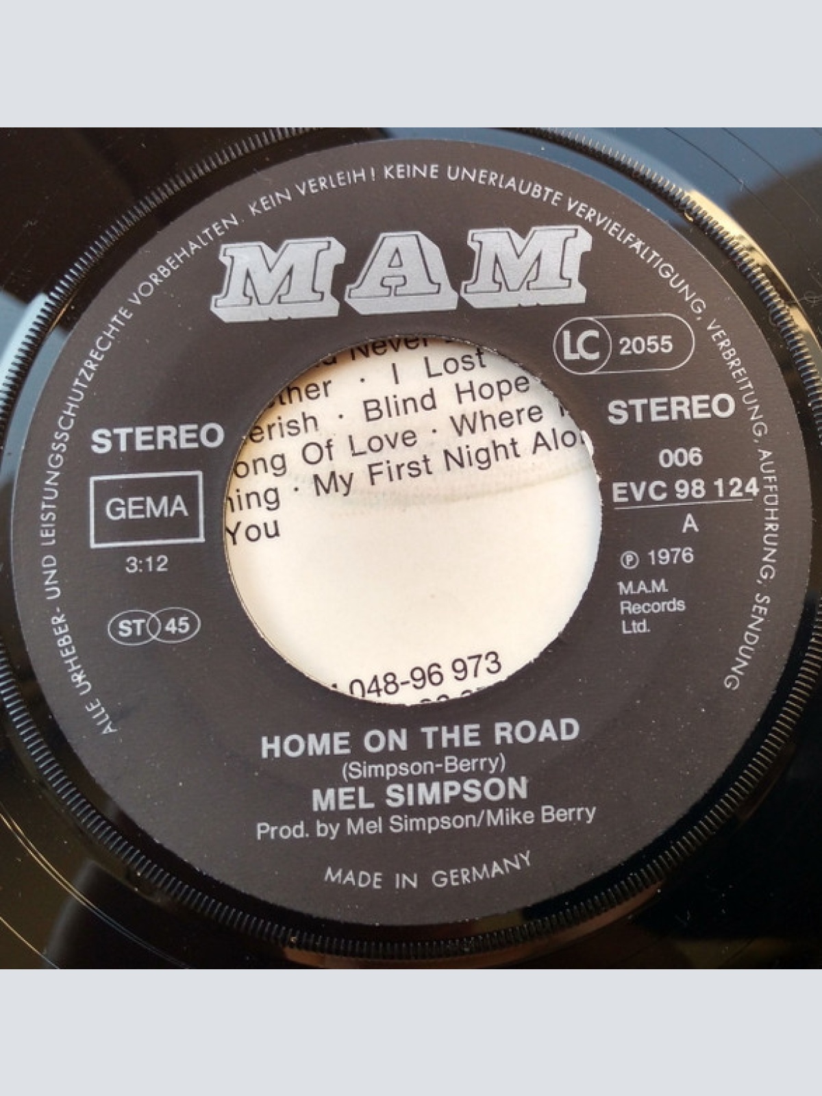 Vinyl / Mel Simpson (4) - Home On The Road