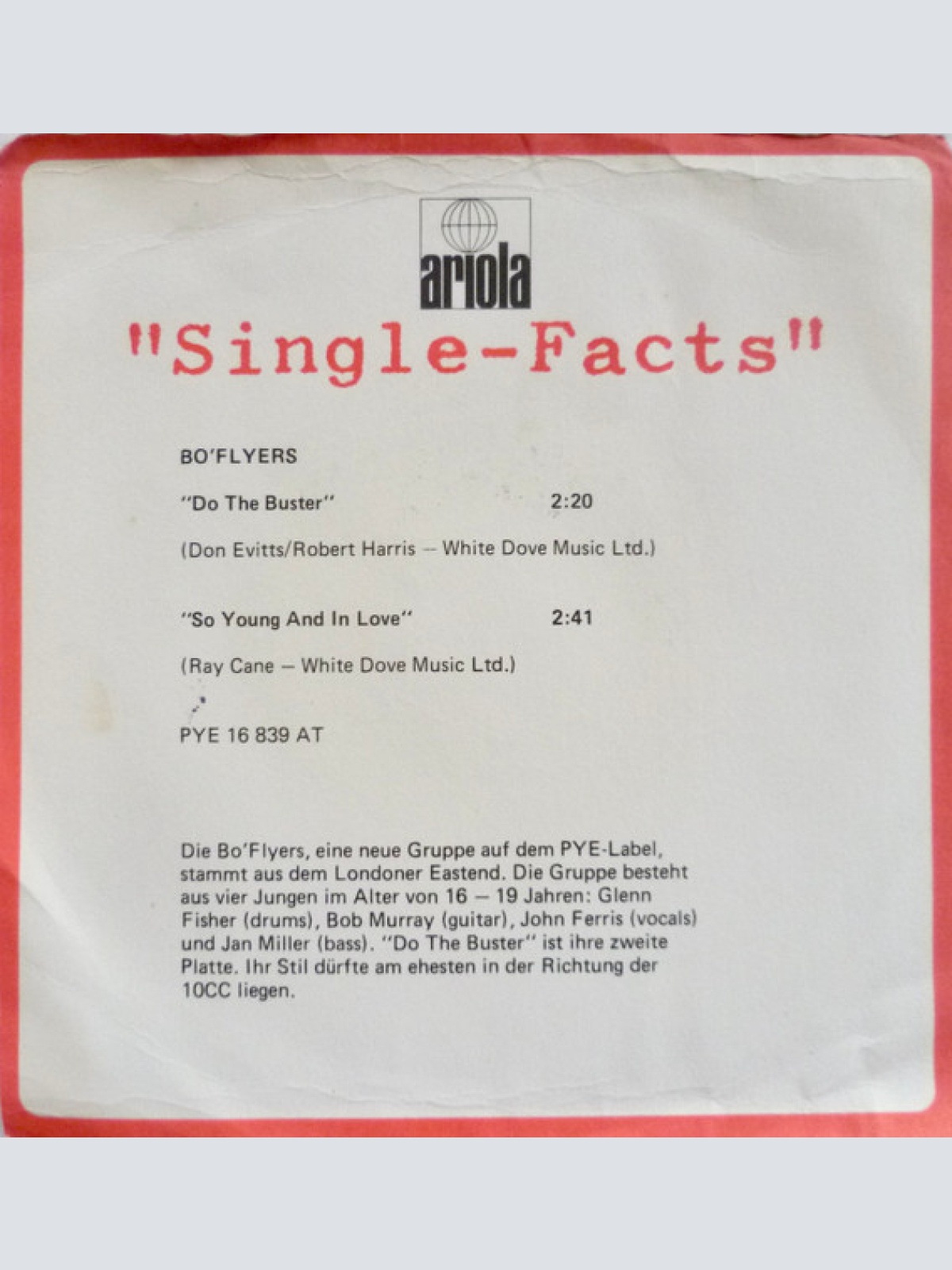 Vinyl / Bo' Flyers - Do The Buster / So Young And In Love