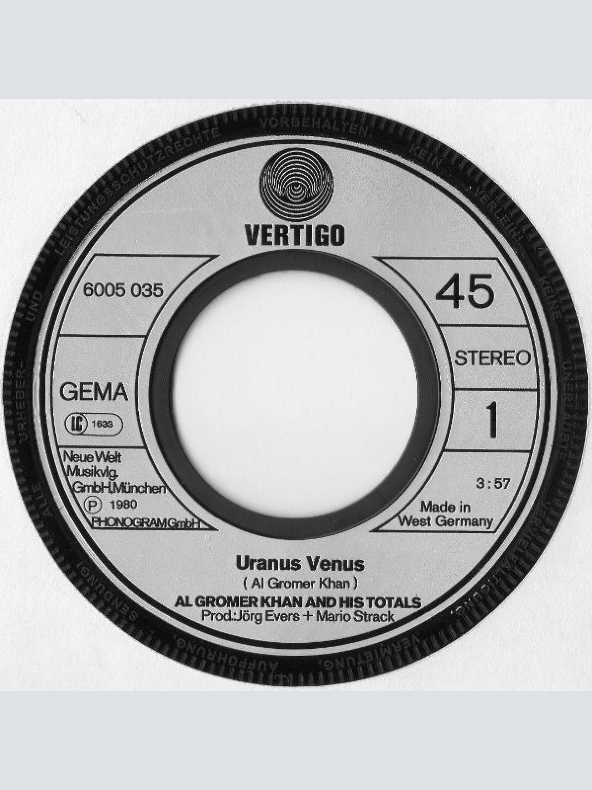 Vinyl / Al Gromer Khan And His Totals* - Uranus Venus / Weak From Kissing
