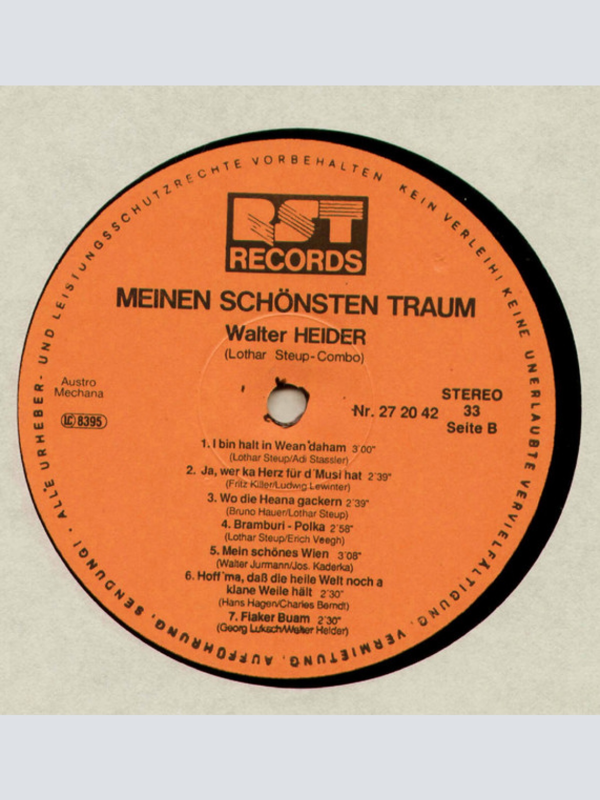 Vinyl / Walter Heider, Lothar Steup-Combo* - Meinen Schönsten Traum