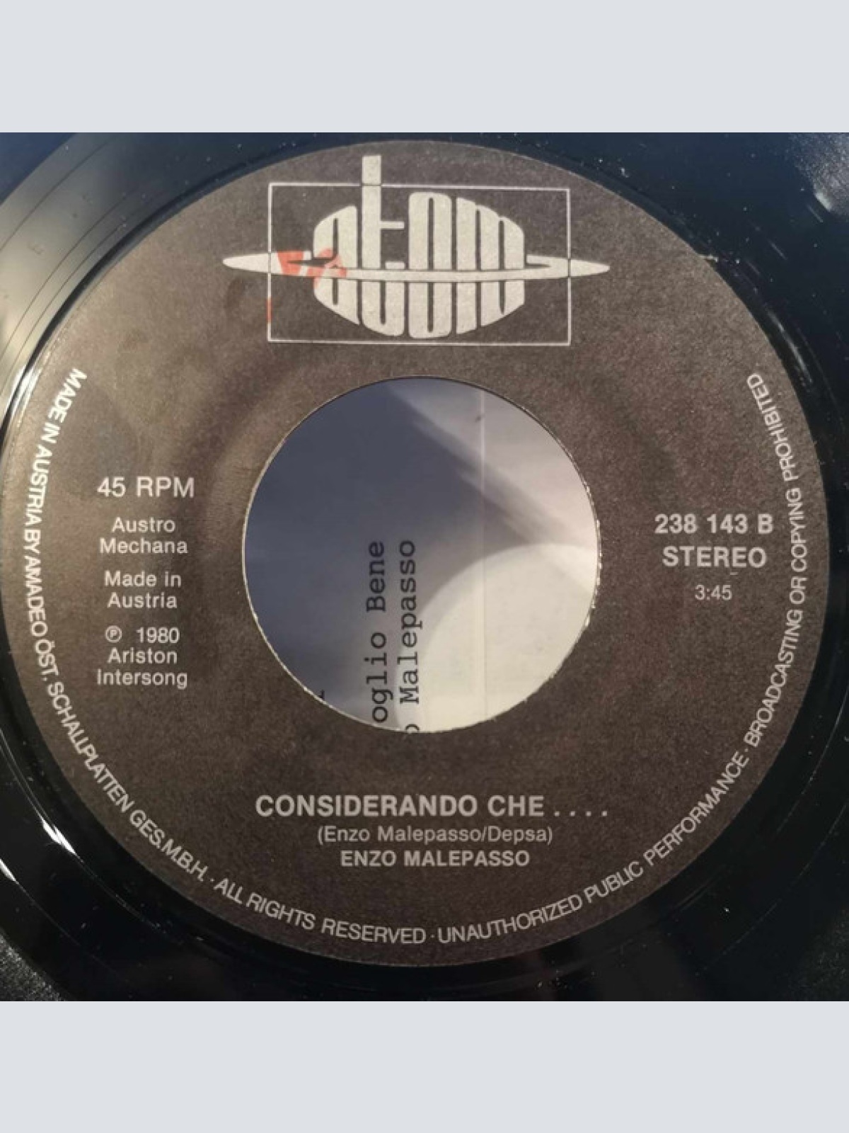 Vinyl / Enzo Malepasso - Ti Voglio Bene / Considerando Che...