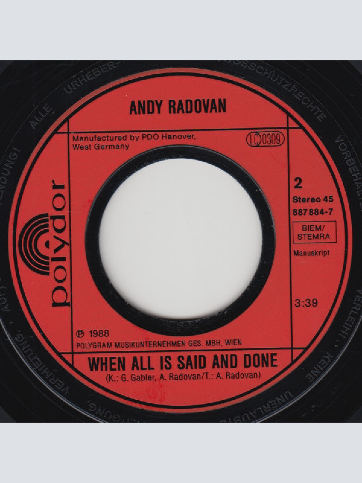 Vinyl / Andy Radovan - Higher Reason