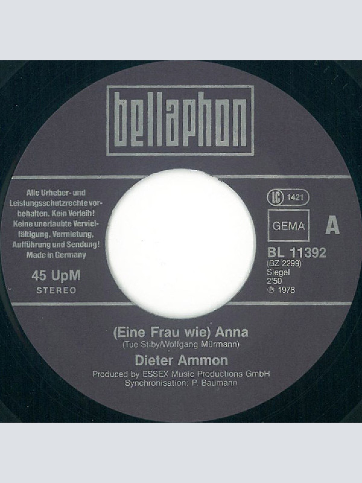 Vinyl / Dieter Ammon - Eine Frau Wie Anna