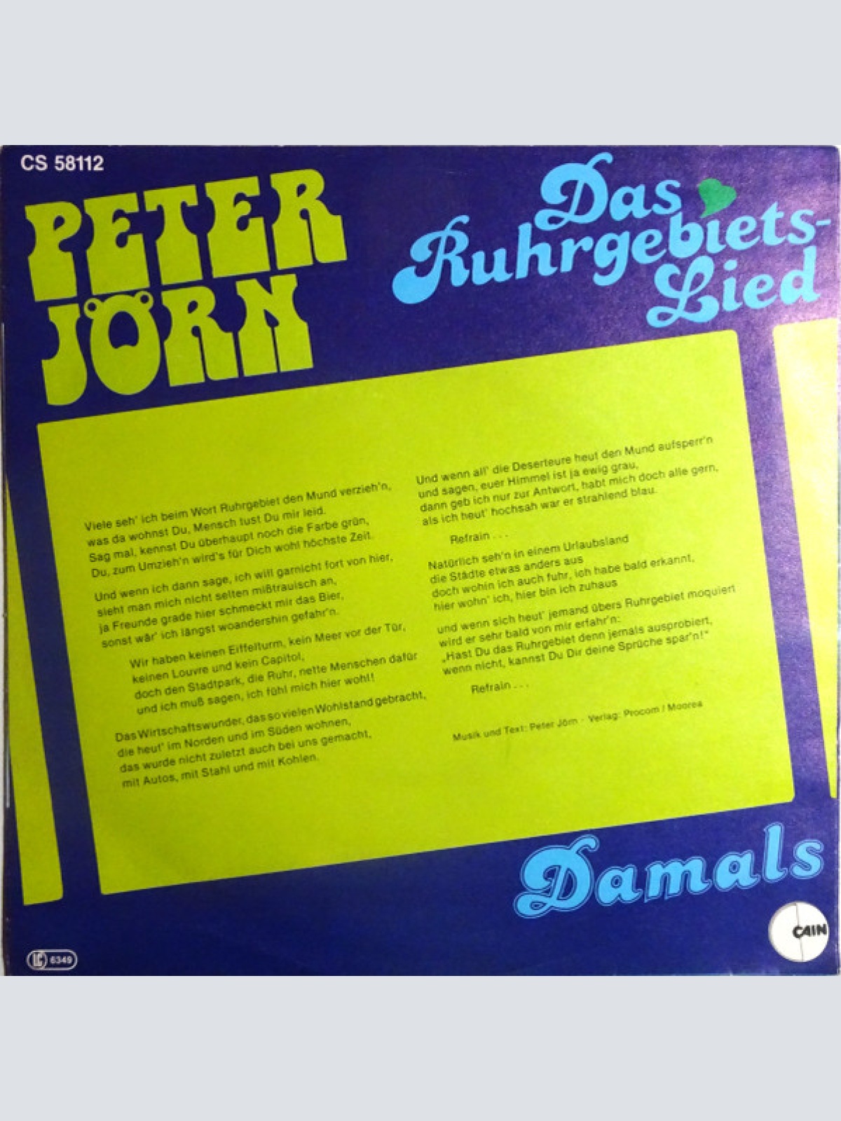 Vinyl / Peter Jörn* - Das Ruhrgebietslied