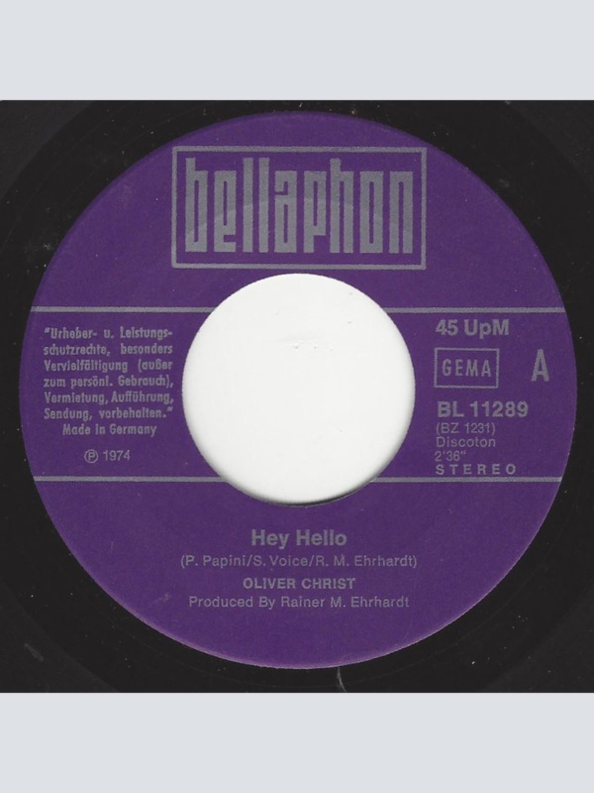 Vinyl / Oliver Christ (2) - Hey Hello