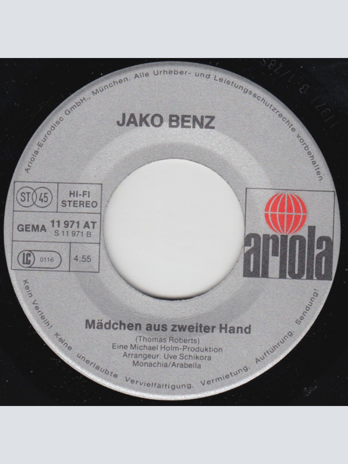 Vinyl / Jako Benz - In Unserer Stadt / Mädchen Aus Zweiter Hand
