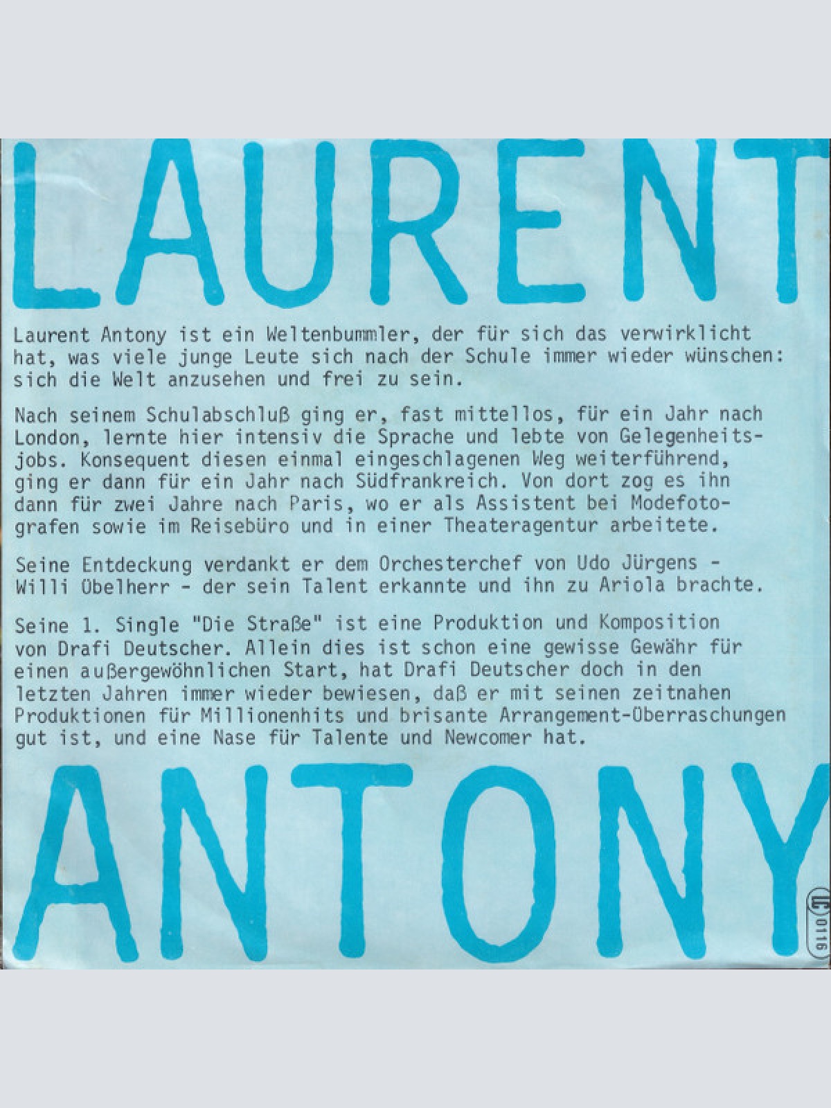 Vinyl / Laurent Antony - Die Straße