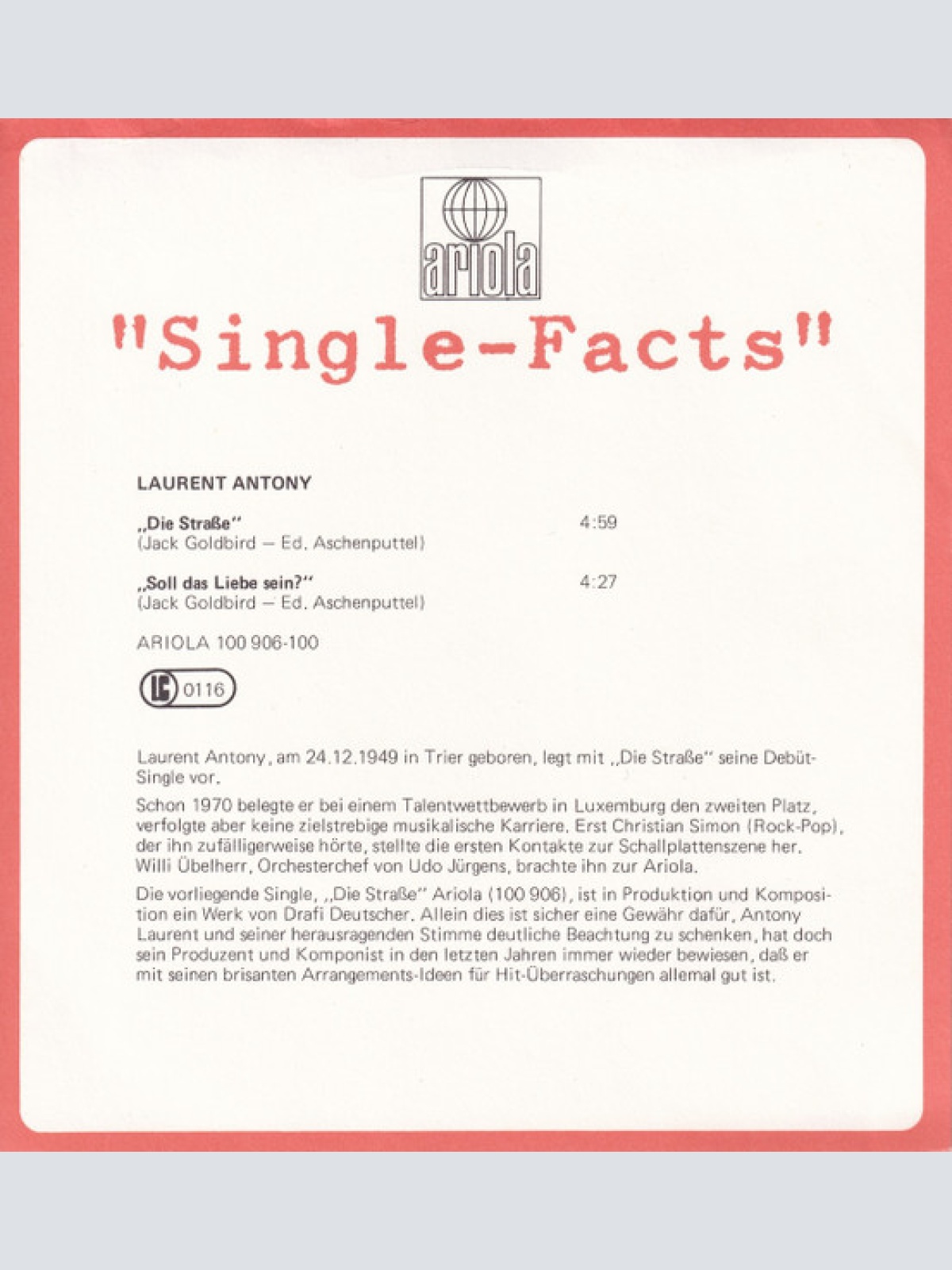 Vinyl / Laurent Antony - Die Straße