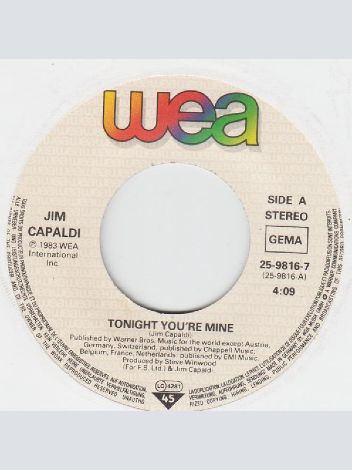 Vinyl / Jim Capaldi - Tonight You're Mine