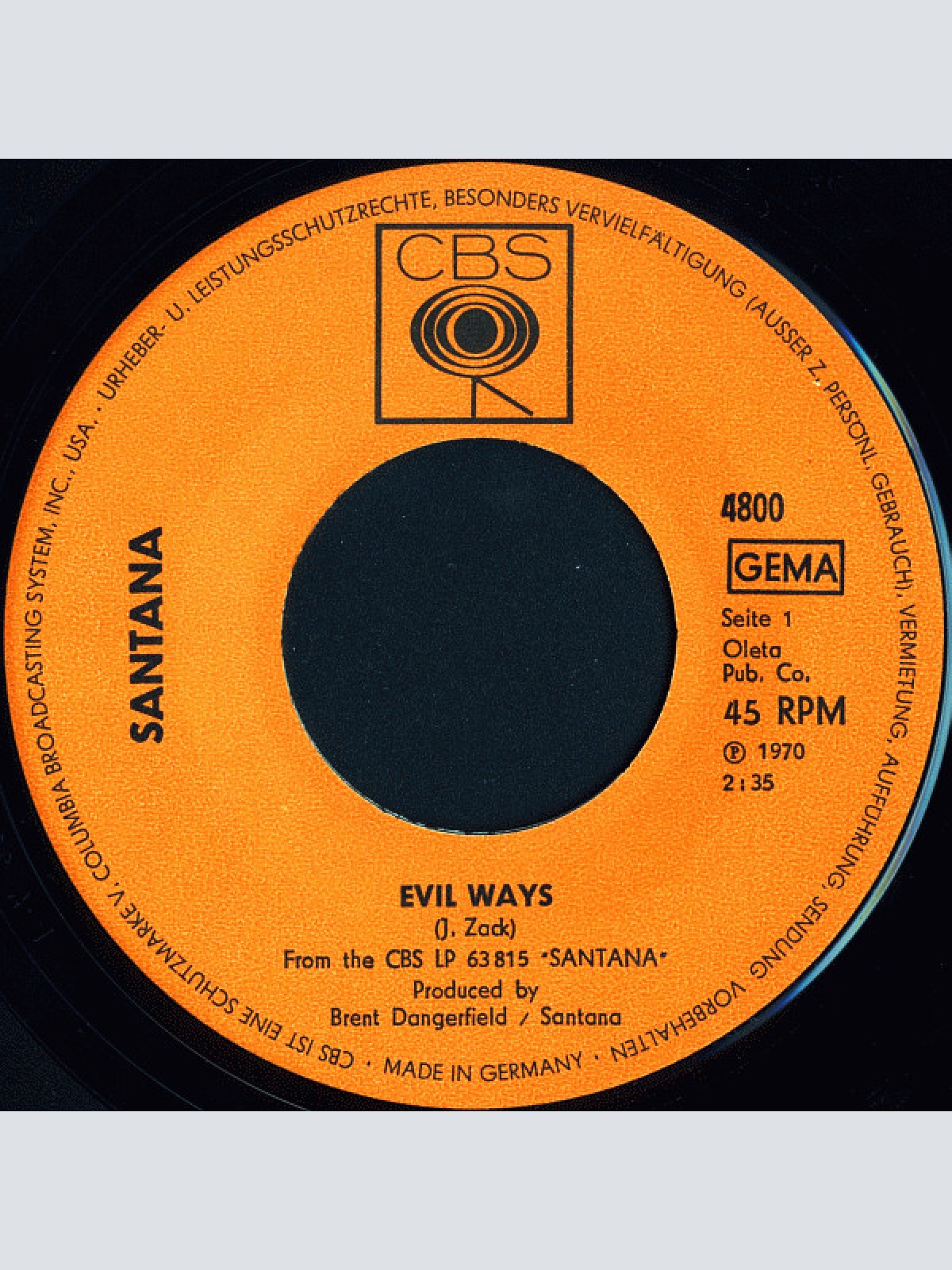 Vinyl / Santana - Evil Ways / Waiting