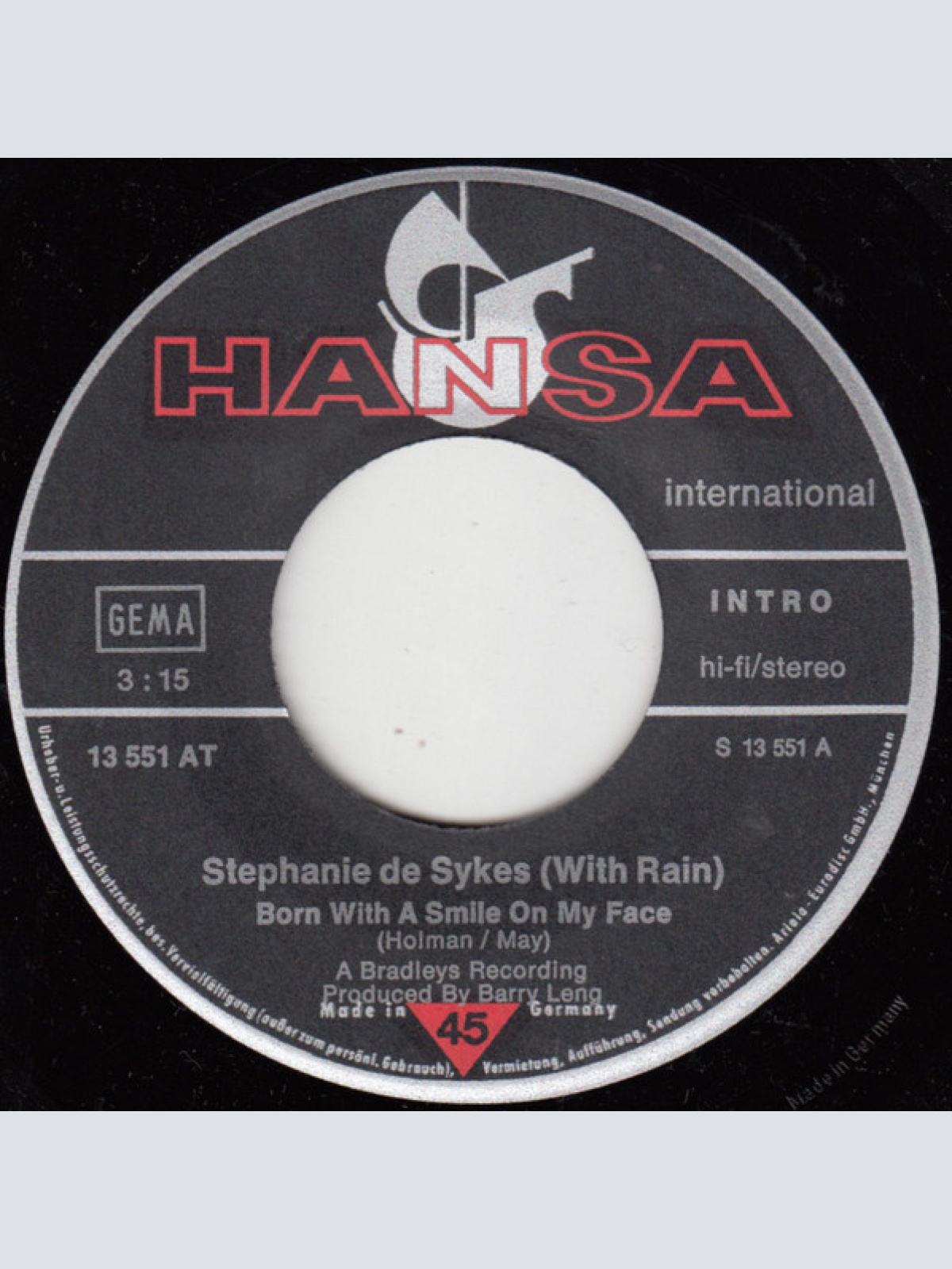 Vinyl / Stephanie De Sykes* With Rain (17) - Born With A Smile On My Face