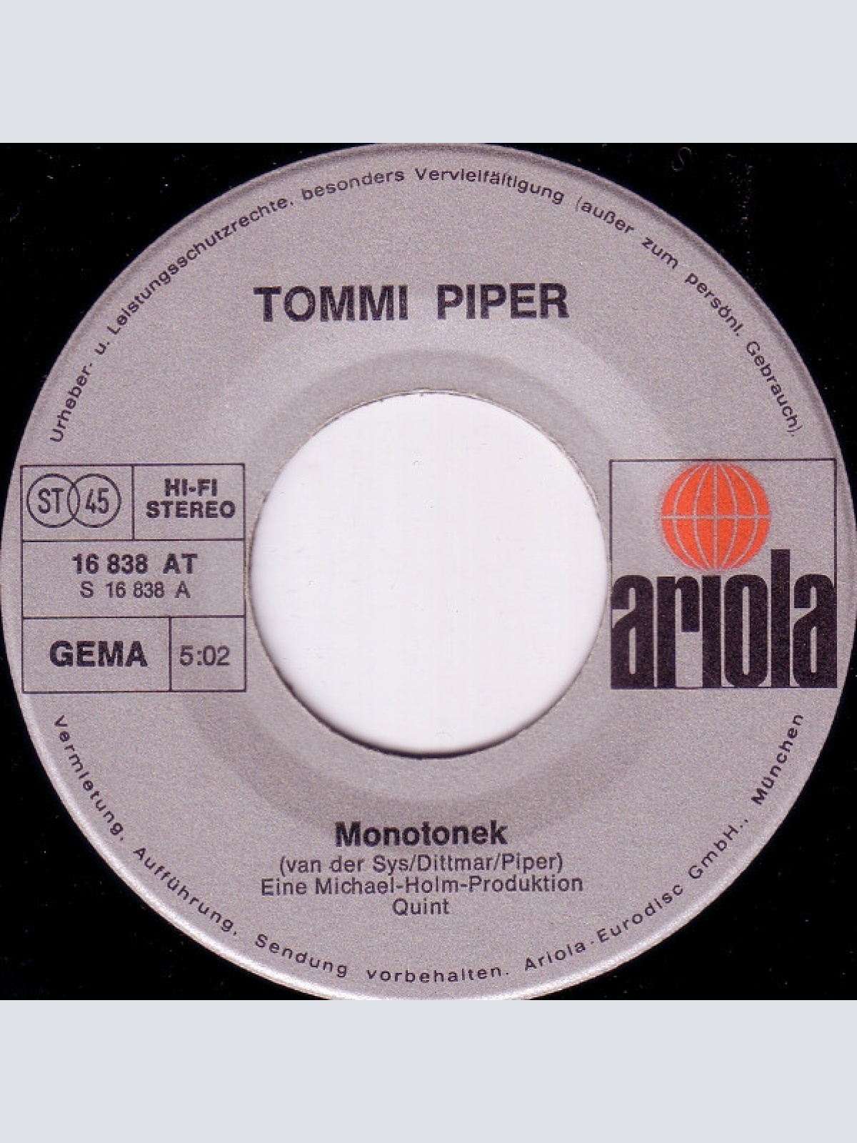 Vinyl / Tommi Piper* - Monotonek