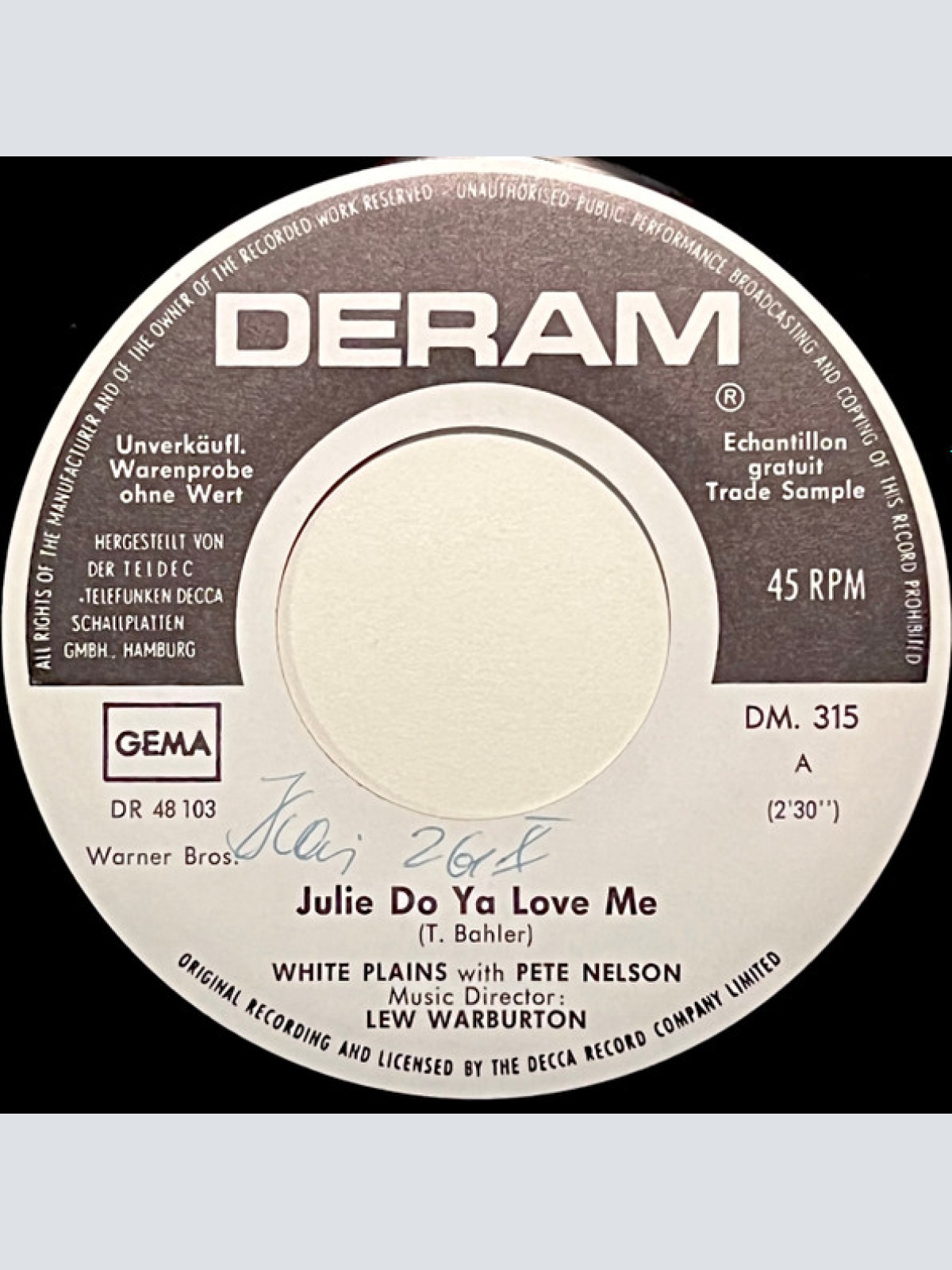 Vinyl / White Plains - Julie Do Ya Love Me