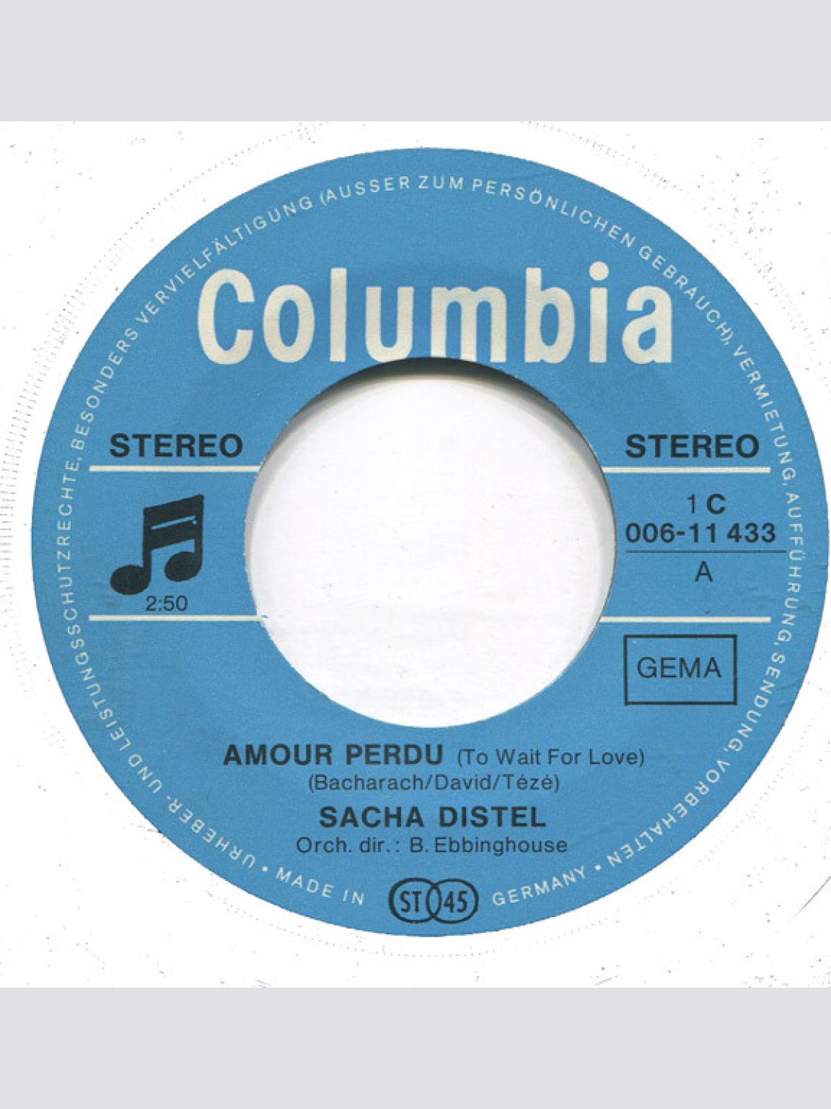 Vinyl / Sacha Distel - Amour Perdu / Gypsy Girl