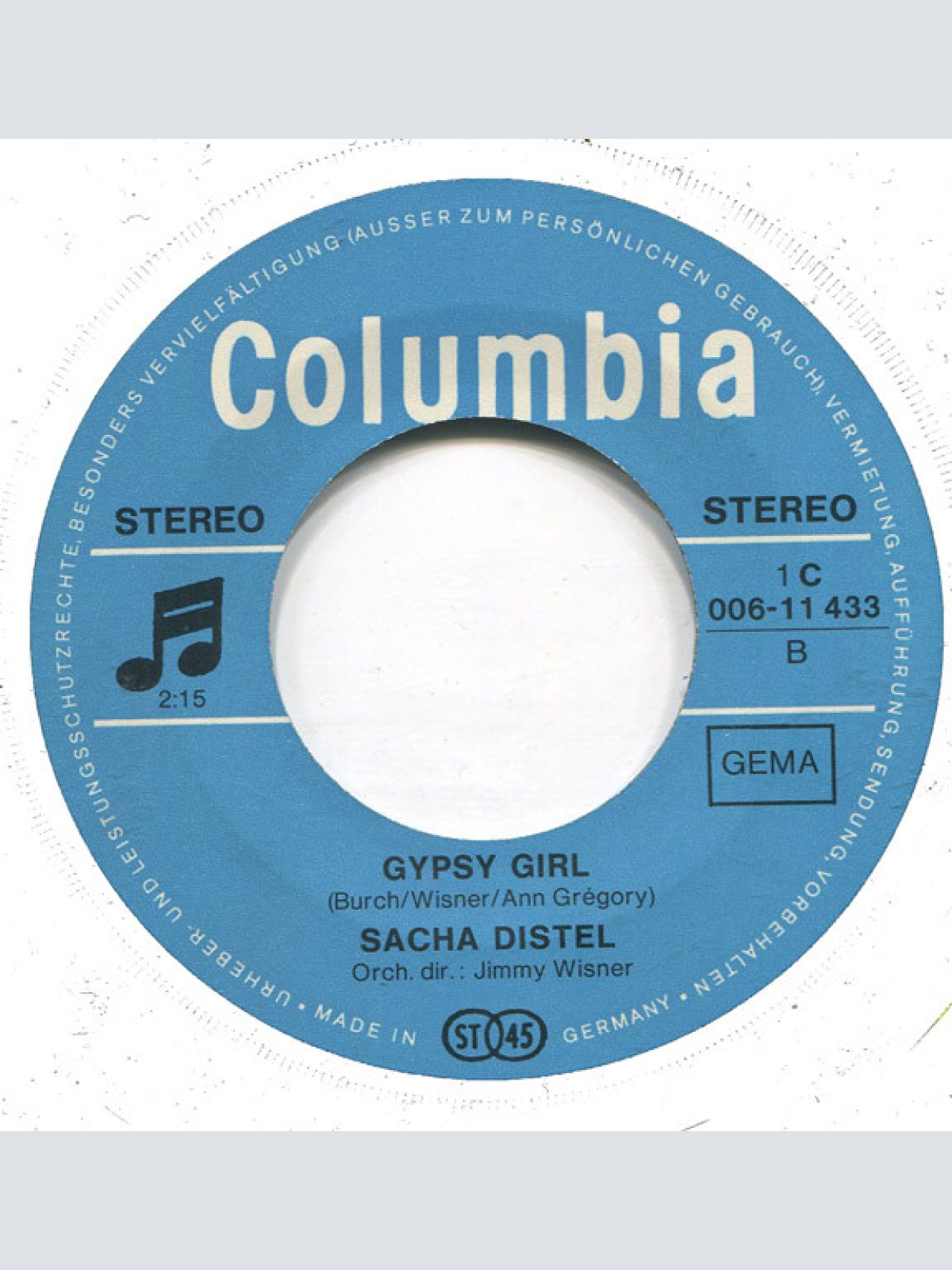 Vinyl / Sacha Distel - Amour Perdu / Gypsy Girl