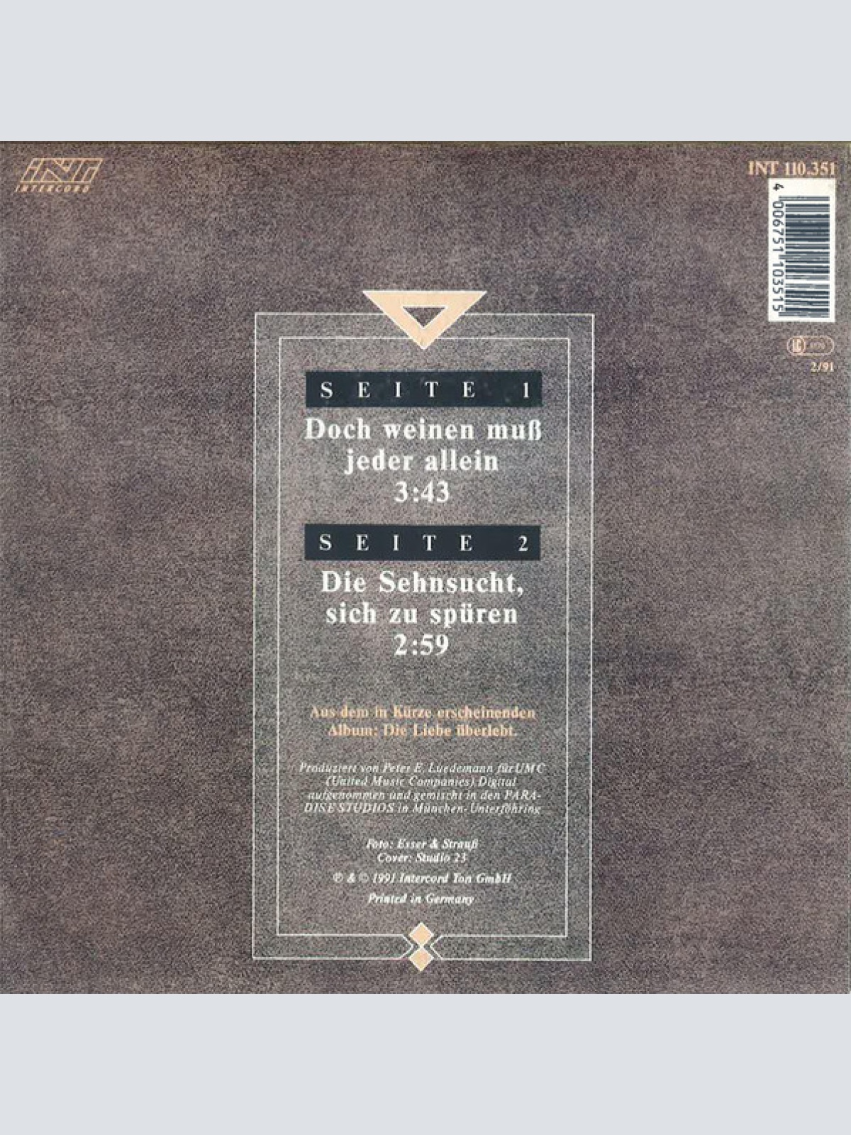 Vinyl / Leonard - Doch Weinen Muß Jeder Allein