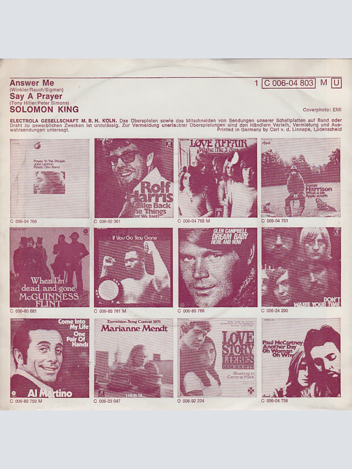 Vinyl / Solomon King - Answer Me