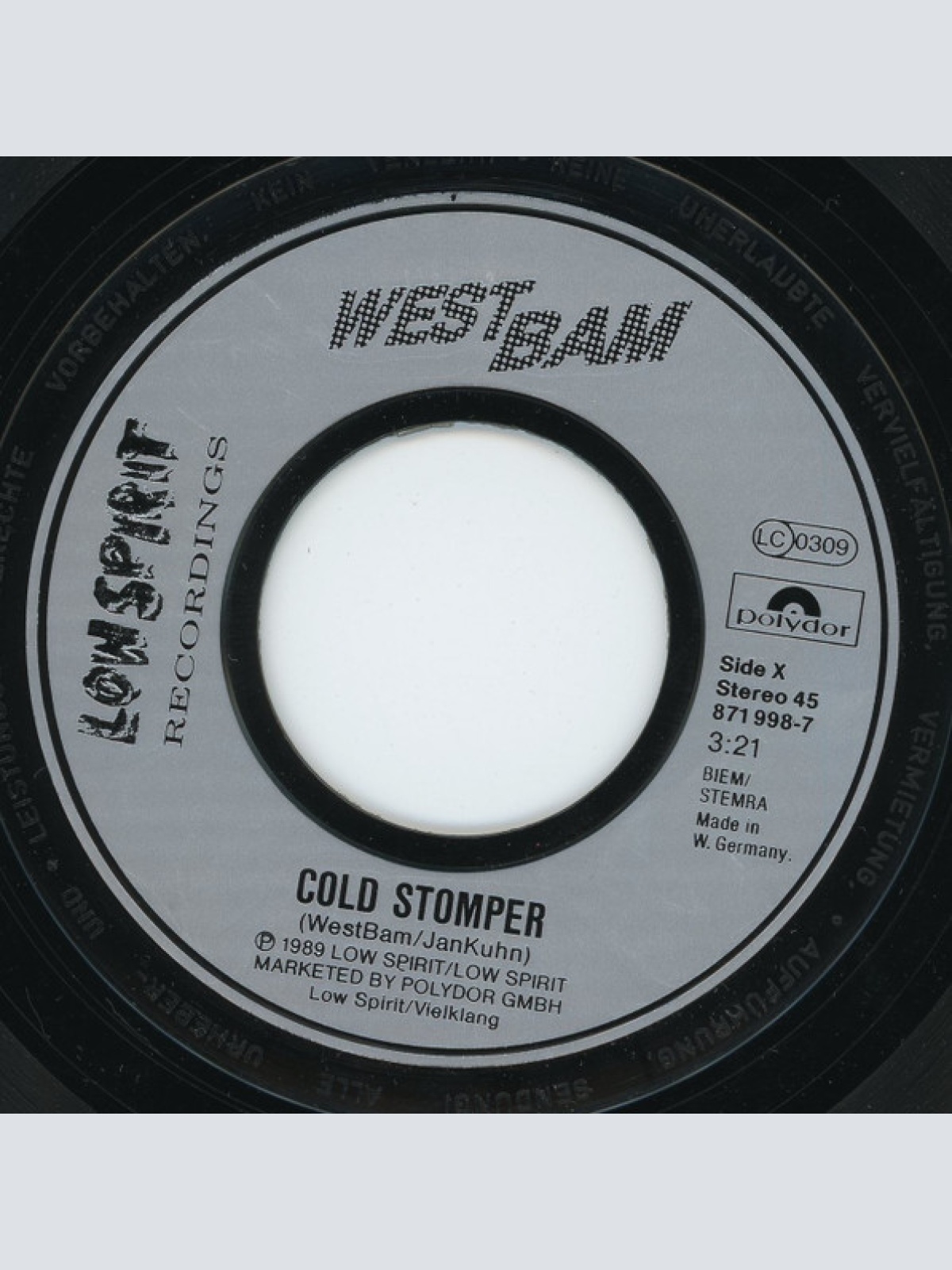 Vinyl / WestBam - Cold Stomper