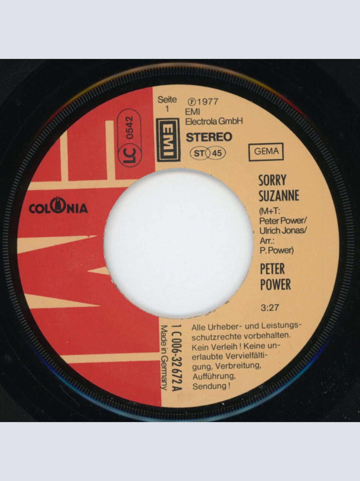 Vinyl / Peter Power - Sorry Suzanne