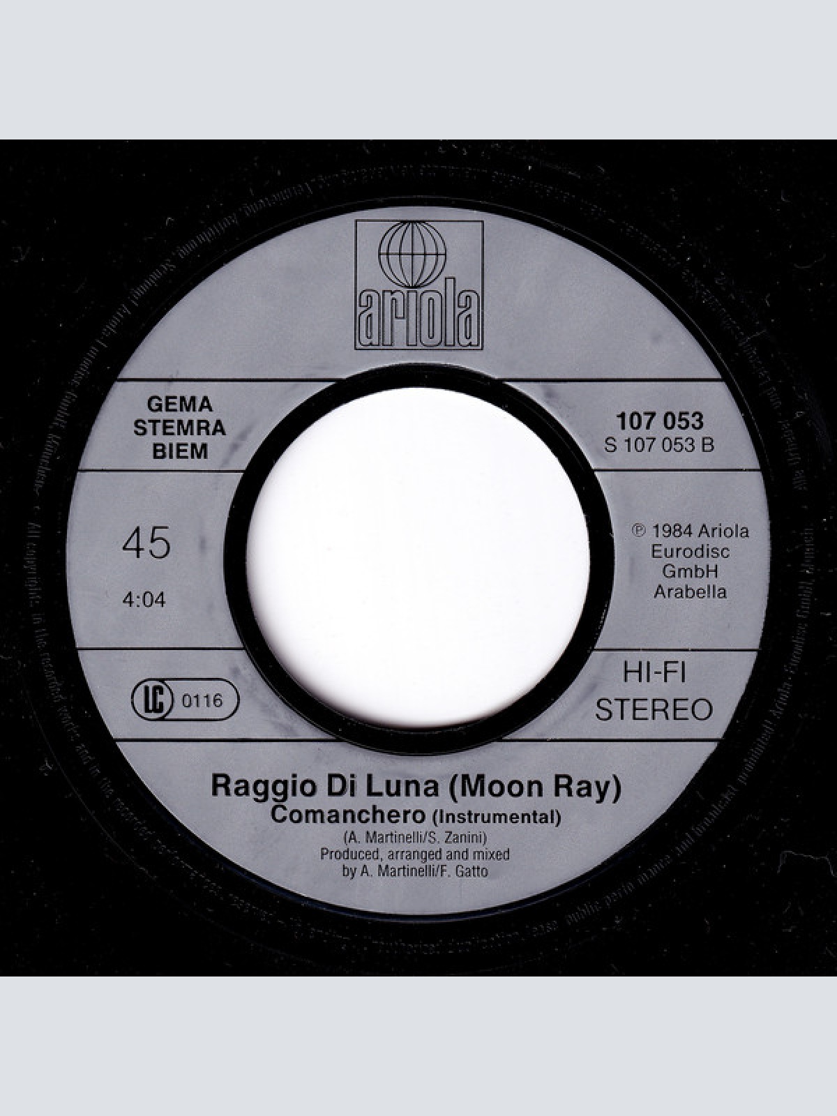 Vinyl / Raggio Di Luna (Moon Ray)* - Comanchero