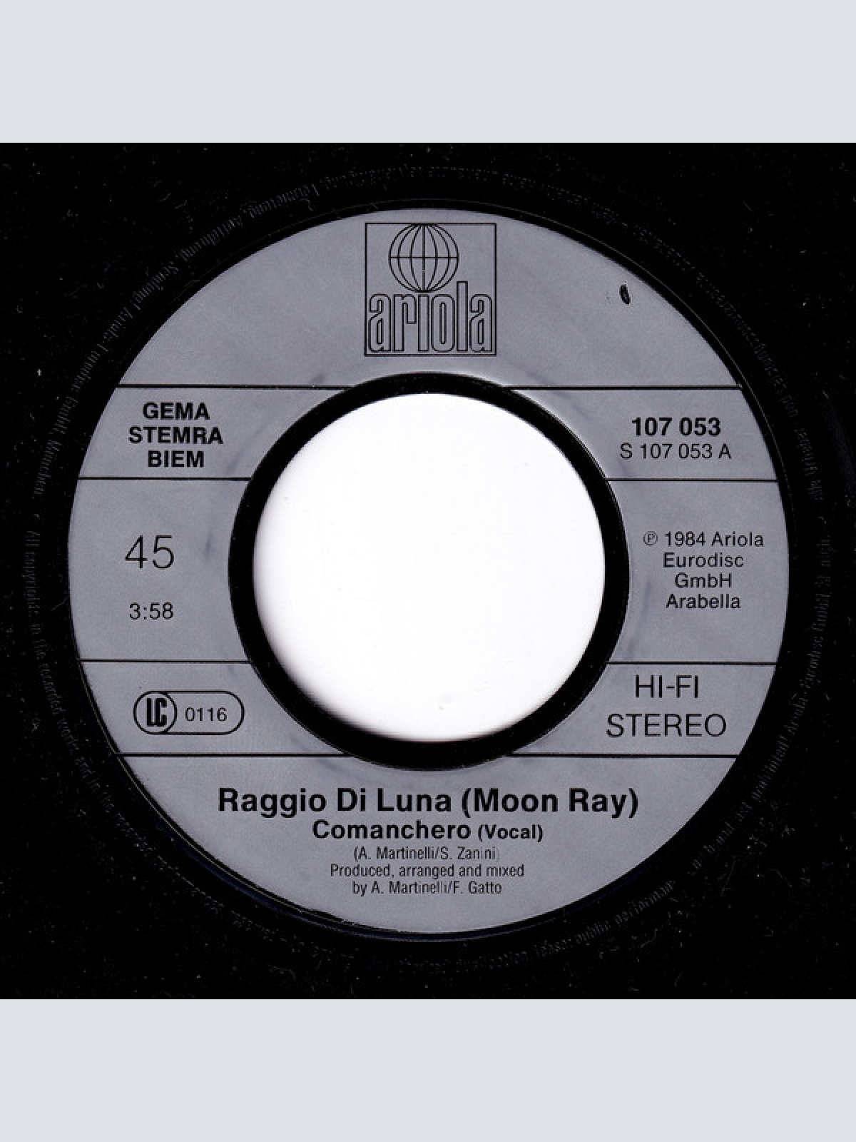 Vinyl / Raggio Di Luna (Moon Ray)* - Comanchero