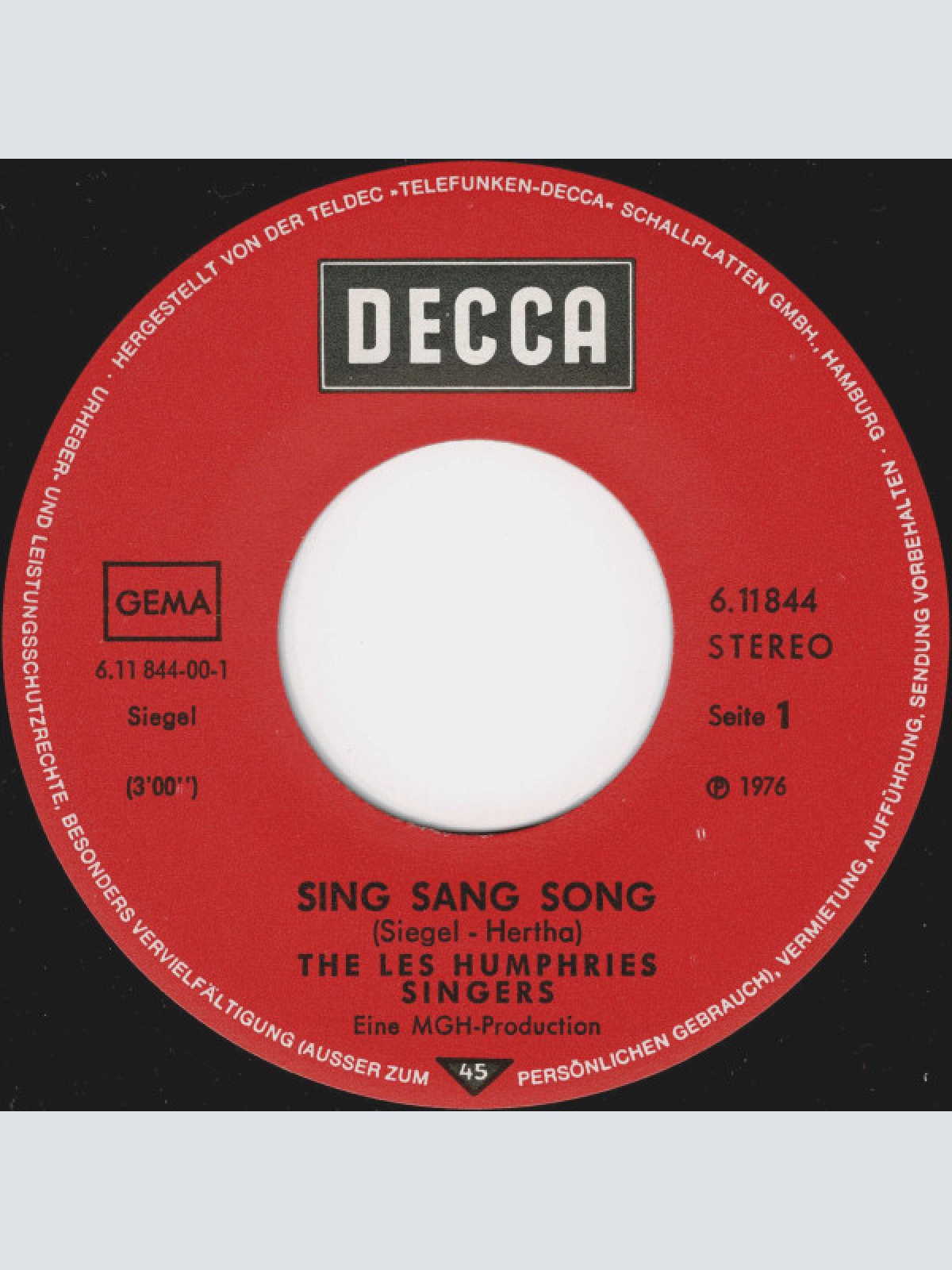 Vinyl / The Les Humphries Singers* - Sing Sang Song