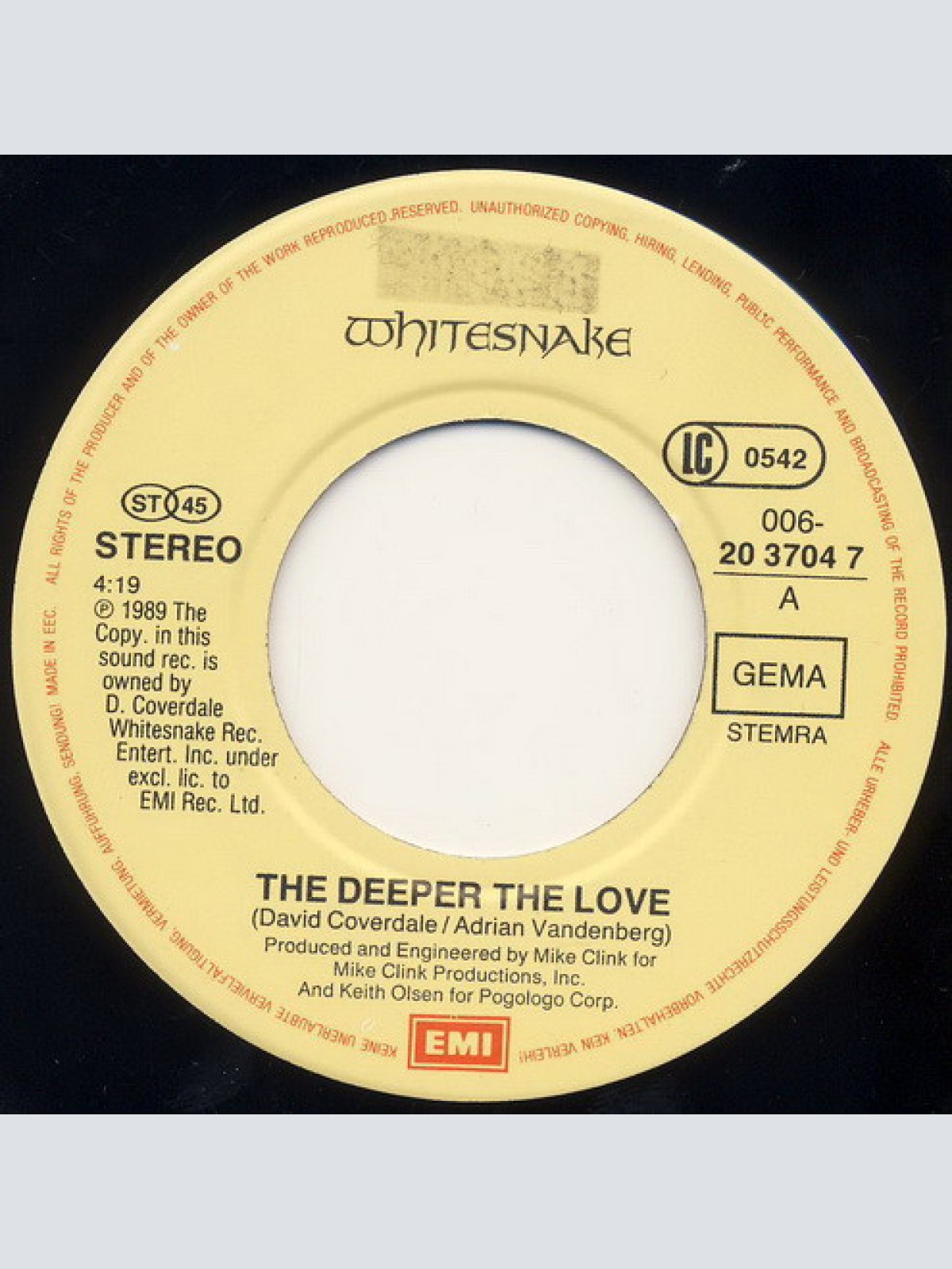 Vinyl / Whitesnake - The Deeper The Love