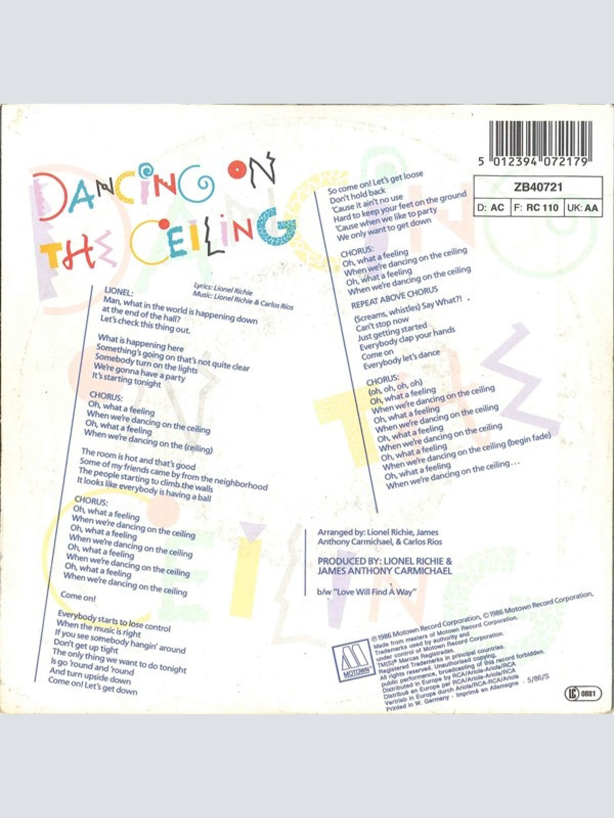 Vinyl / Lionel Richie - Dancing On The Ceiling