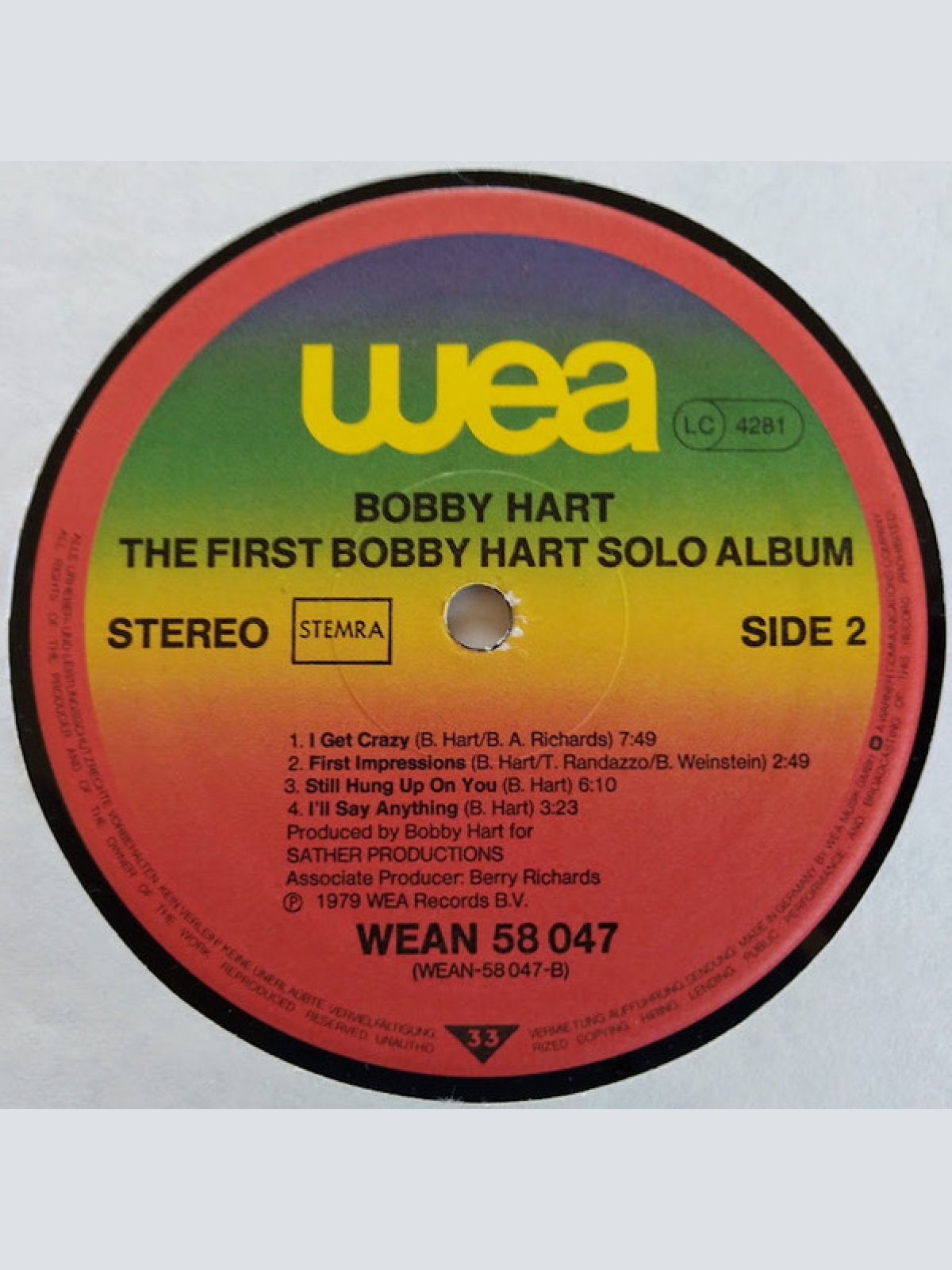 Vinyl / Bobby Hart - The First Bobby Hart Solo Album