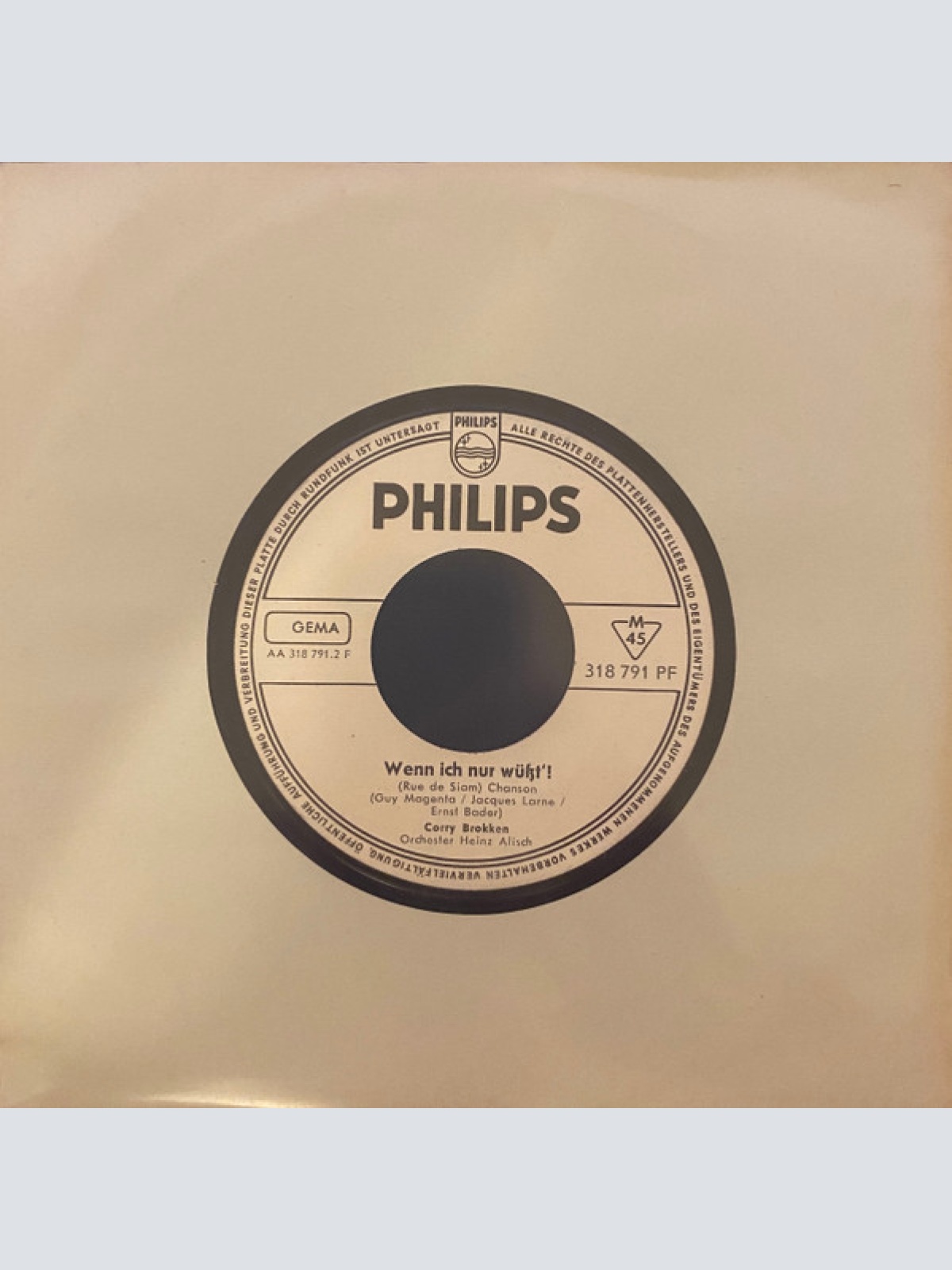 Vinyl / Corry Brokken - Es War Im Frühling, Cherie / Wenn Ich Nur Wüßt'