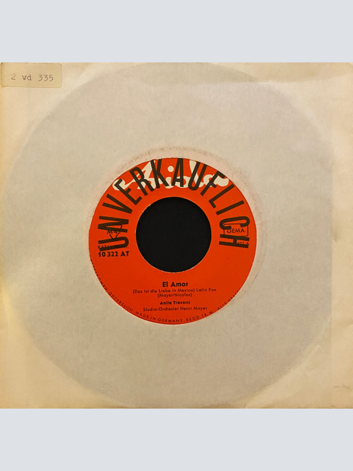 Vinyl / Anita Traversi - El Amor (Das Ist Die Liebe In Mexico)