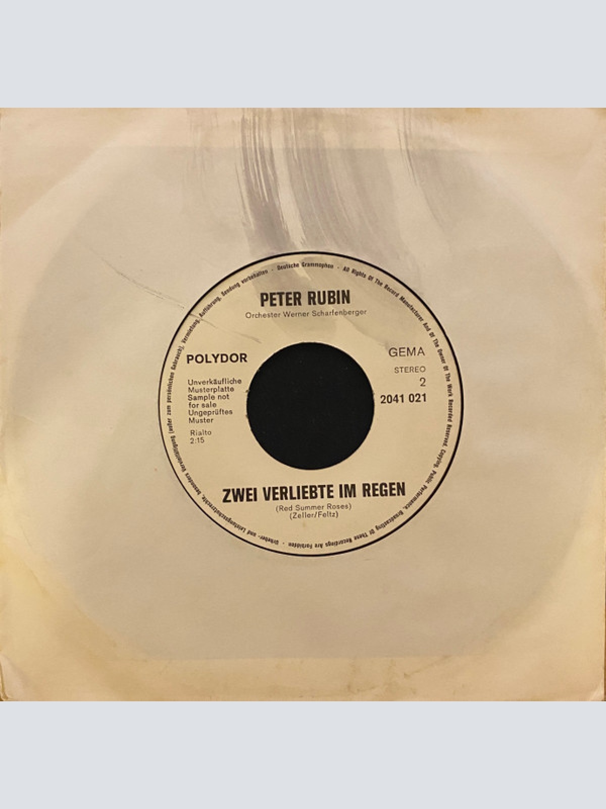 Vinyl / Peter Rubin - In Meinen Schuhen Kannst Du Nicht Gehen / Zwei Verliebte Im Regen (Red Summer Roses)