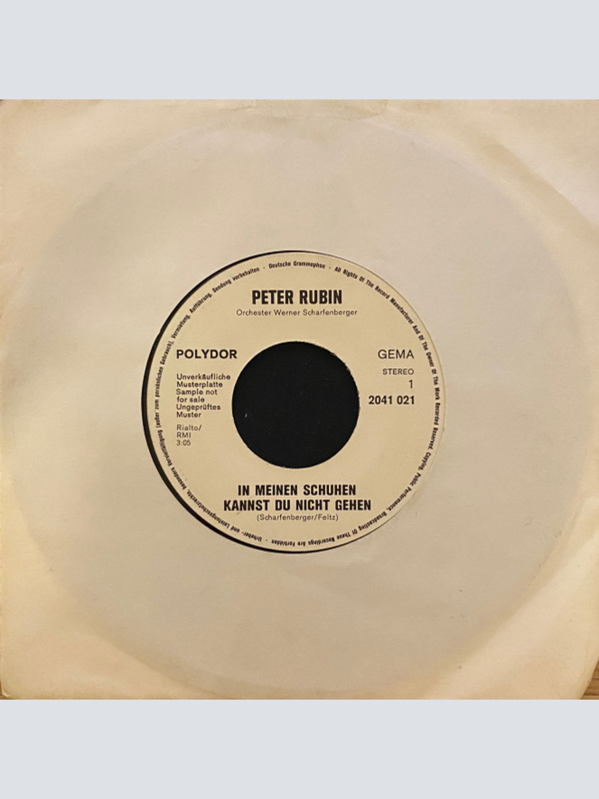 Vinyl / Peter Rubin - In Meinen Schuhen Kannst Du Nicht Gehen / Zwei Verliebte Im Regen (Red Summer Roses)