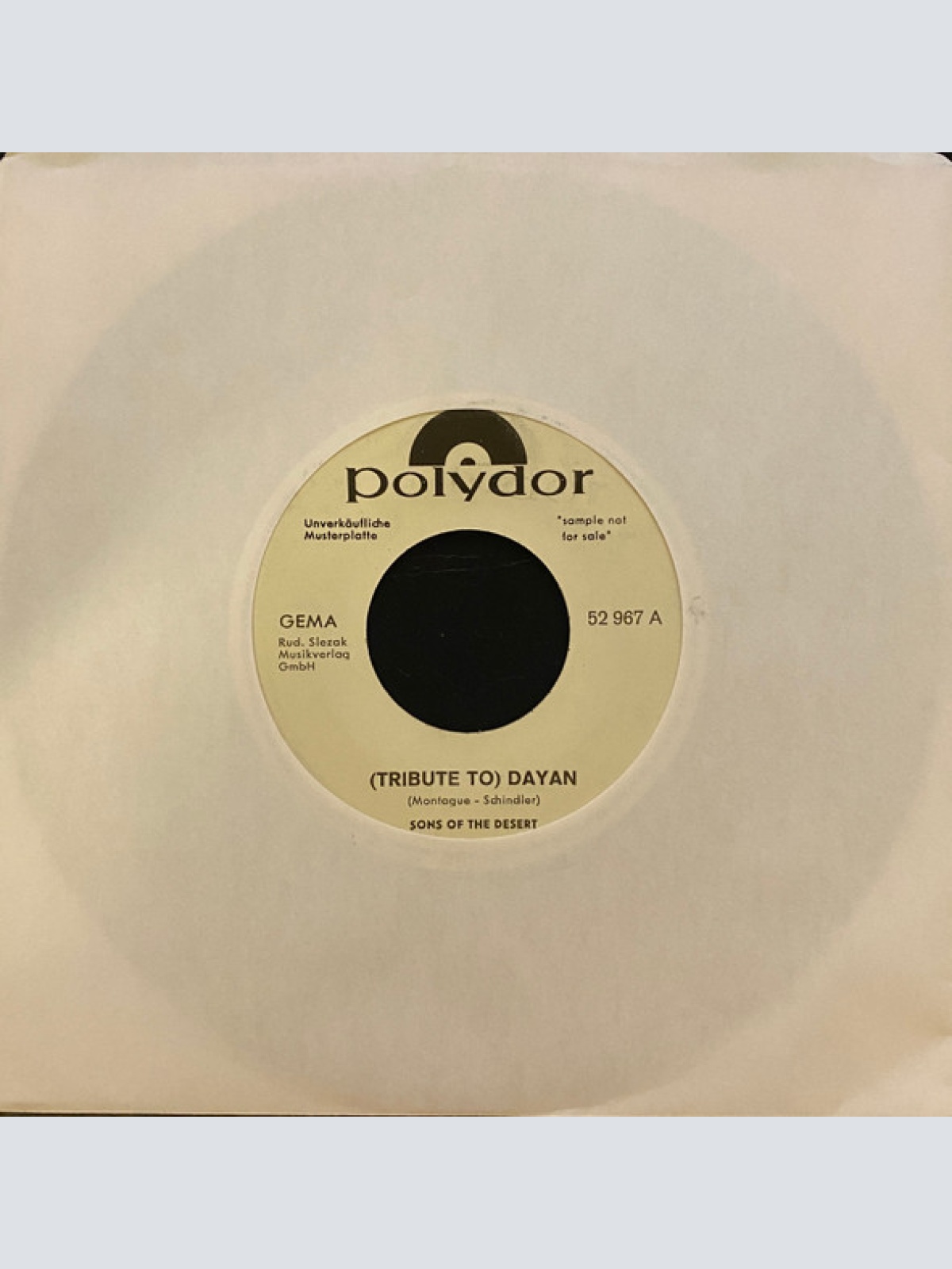 Vinyl / Sons Of The Desert (6) - Tribute To Dayan / Negev