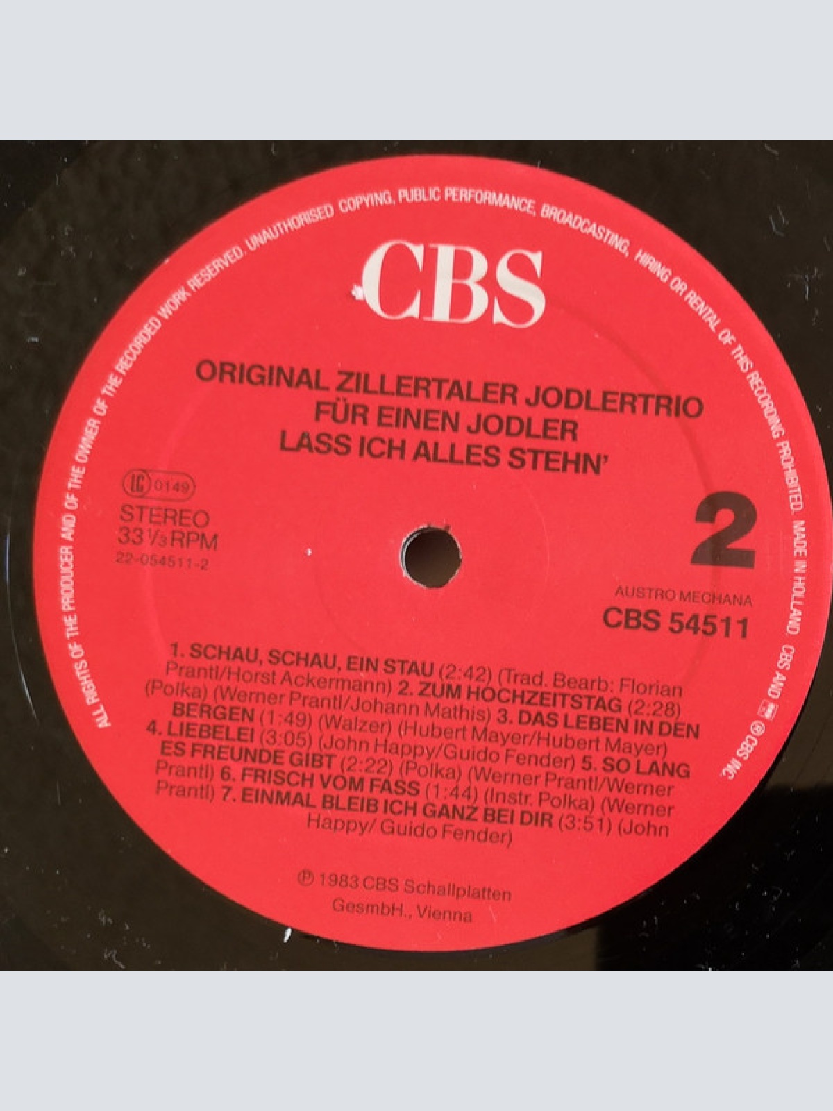 Vinyl / Orig. Zillertaler Jodlertrio* - Für Einen Jodler Lass Ich Alles Stehn'