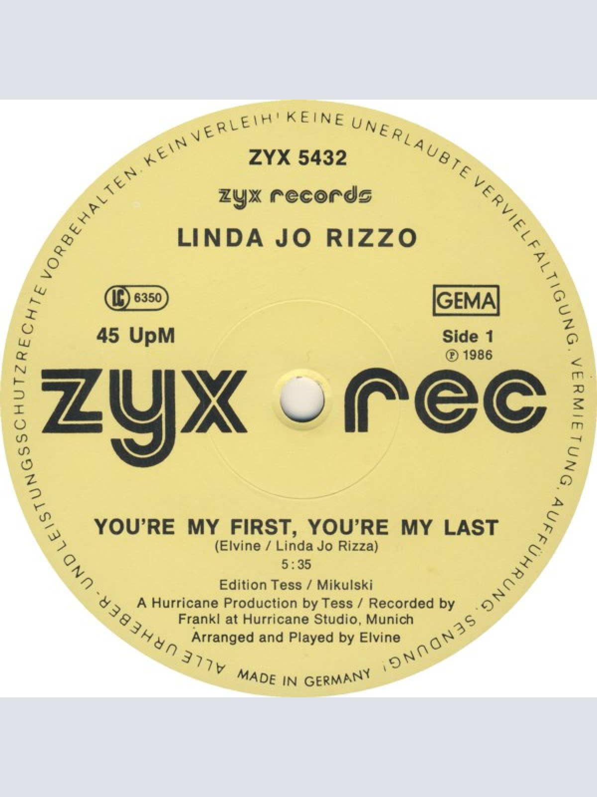 Vinyl / Linda Jo Rizzo - You're My First, You're My Last
