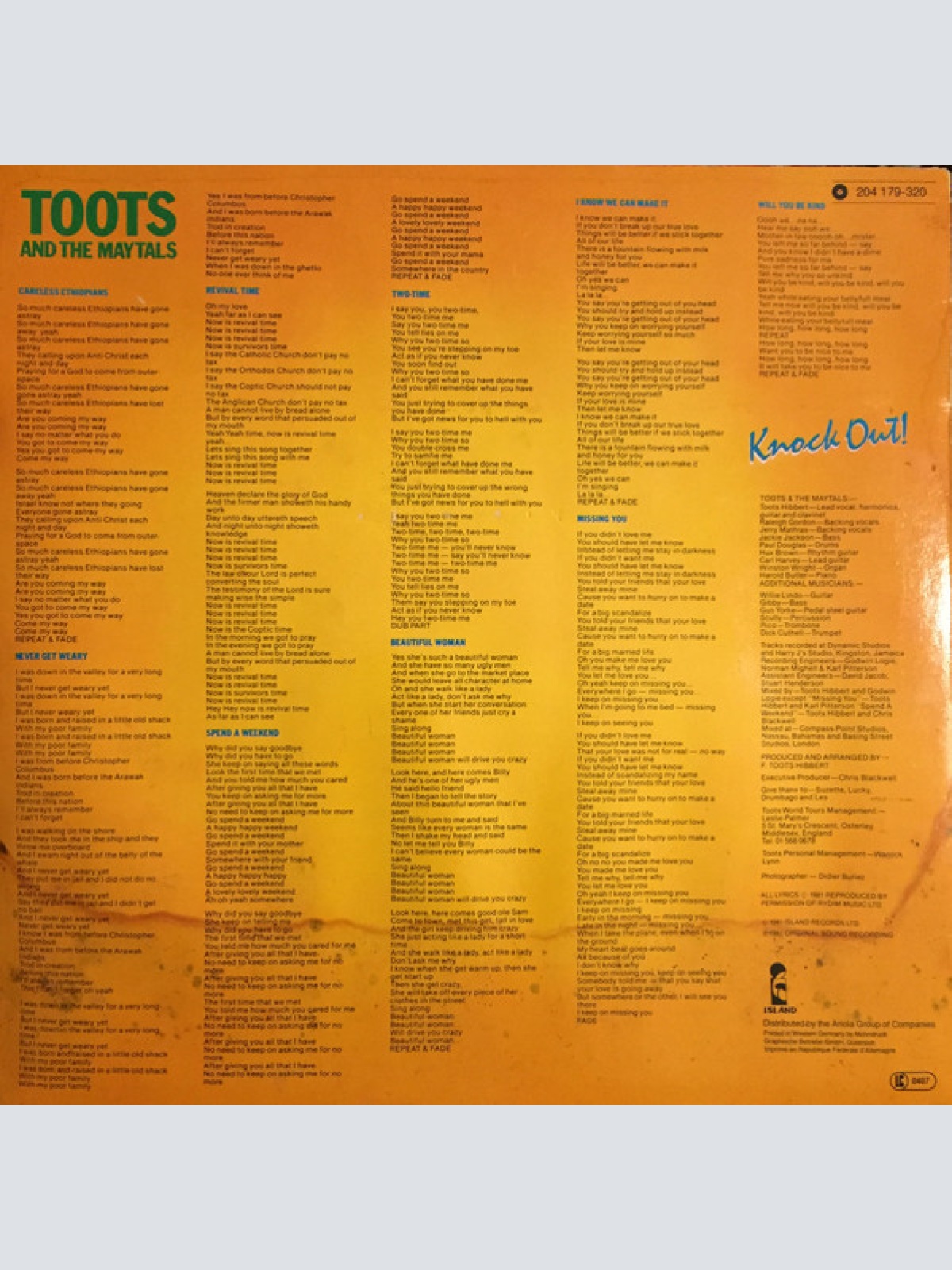 Vinyl / Toots & The Maytals - Knock Out!