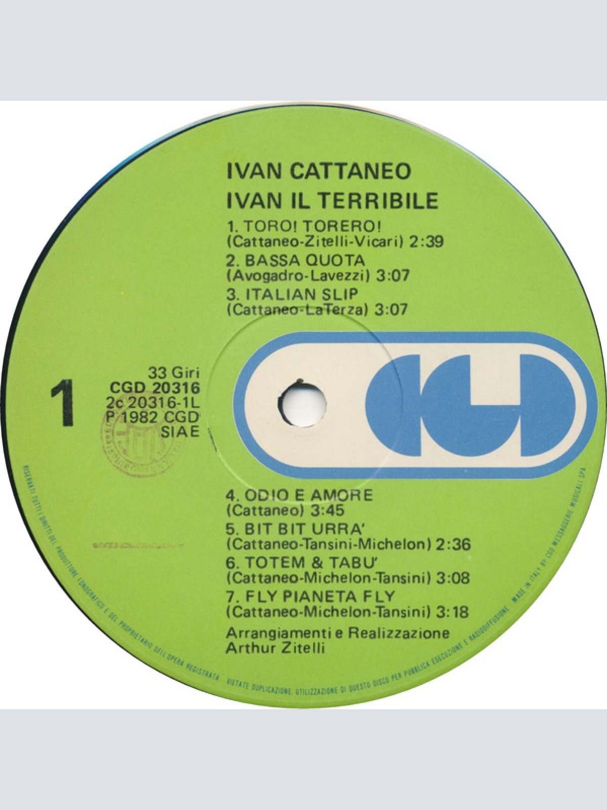 Vinyl / Ivan Cattaneo - Ivan Il Terribile