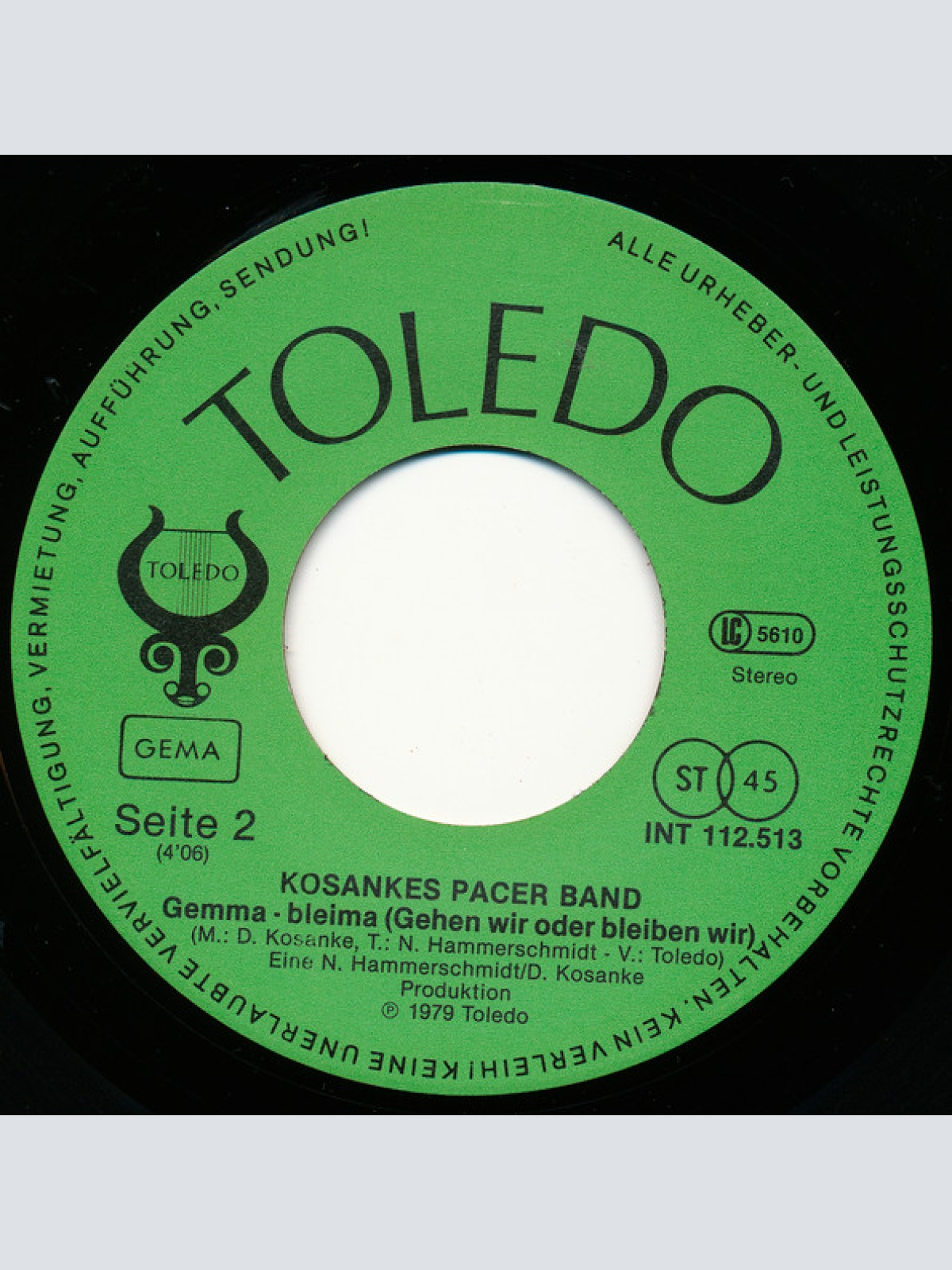 Vinyl / Kosankes Pacer Band - Travolta Aus Lichterfelde / Gemma - Bleima