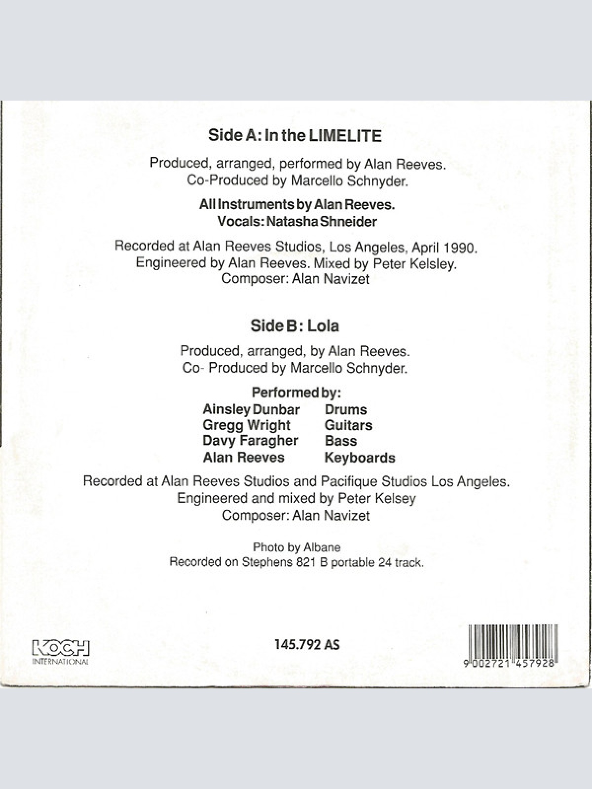 Vinyl / Alan Reeves - In The Limelite