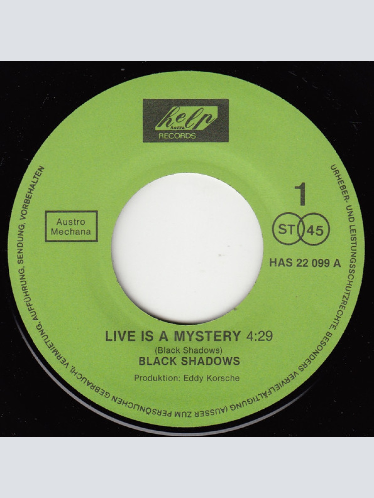 Vinyl / The Black Shadows (3) - Life Is A Mystery / Bad Times