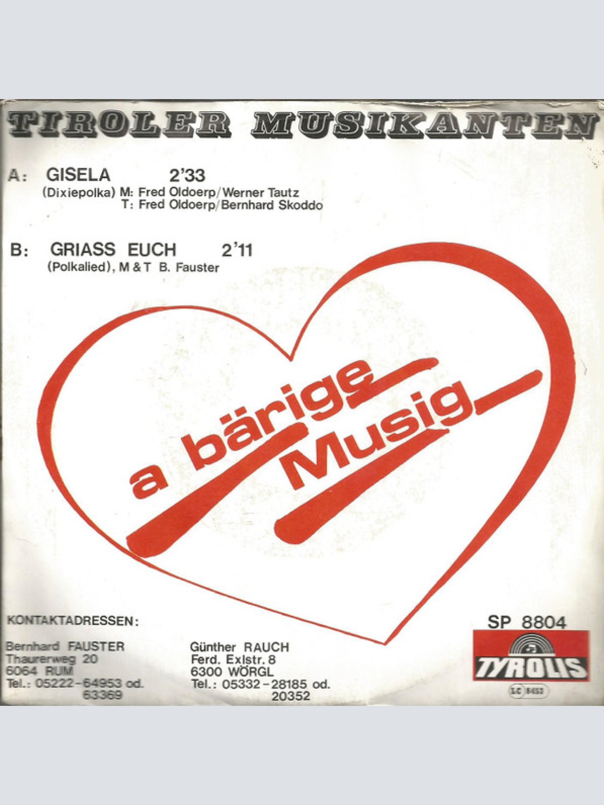 Vinyl / Tiroler Musikanten (2) - Gisela / Griass Euch