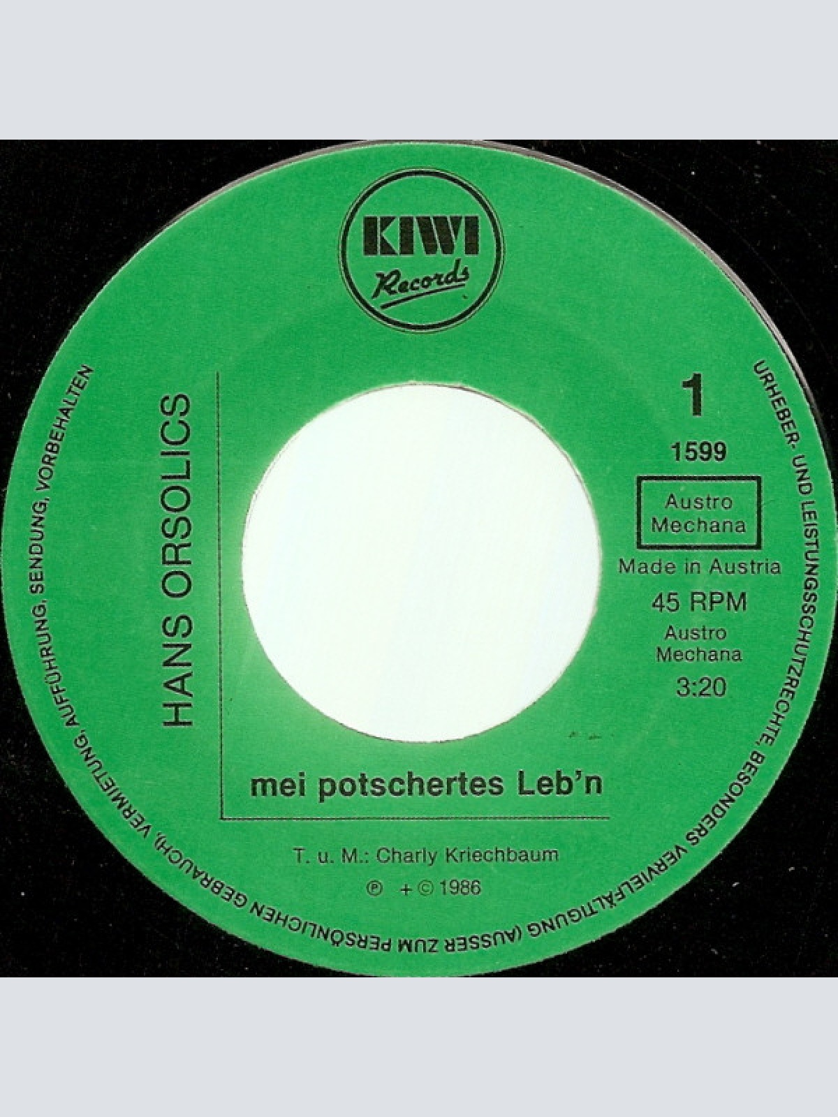 Vinyl / Hans Orsolics - Mei Potschertes Leb'n...