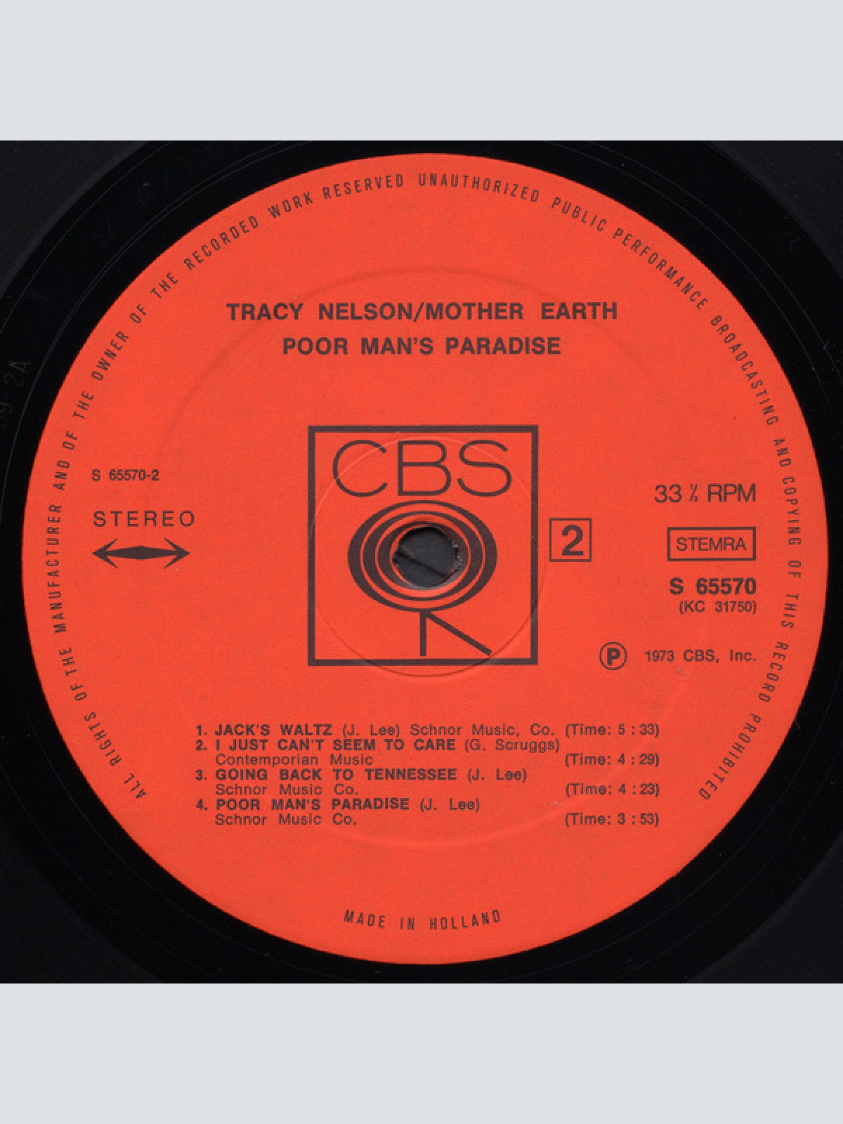 Vinyl / Tracy Nelson / Mother Earth (4) - Poor Man's Paradise