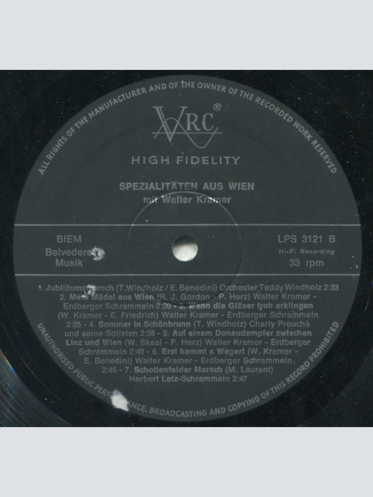 Vinyl / Walter Kramer (3) - Spezialitäten Aus Wien - Ein Musikalischer Spaziergang Mit Walter Kramer