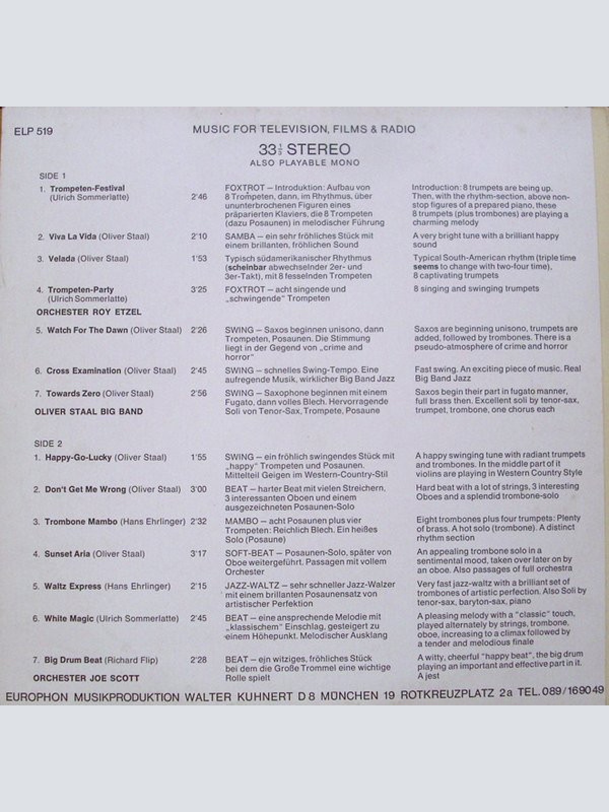 Vinyl / Orchester Roy Etzel* / Oliver Staal Big Band / Orchester Joe Scott - Orchester Roy Etzel / Oliver Staal Big Band / Orchester Joe Scott